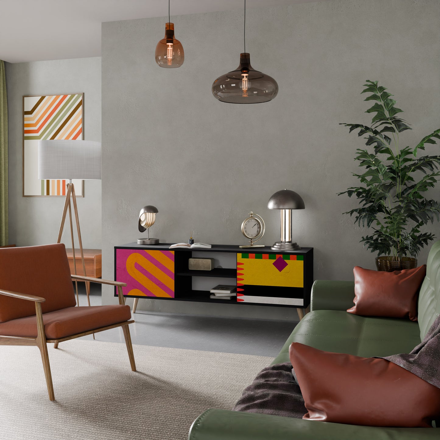 VIVID ART 2-dörrars TV-bänk i svart finish