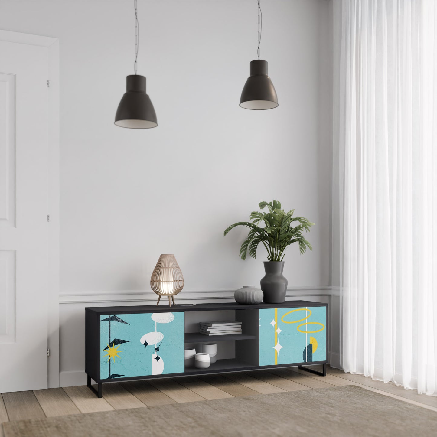 VÄGAR TILL LYCKA 2-dörrars TV-bänk i svart finish