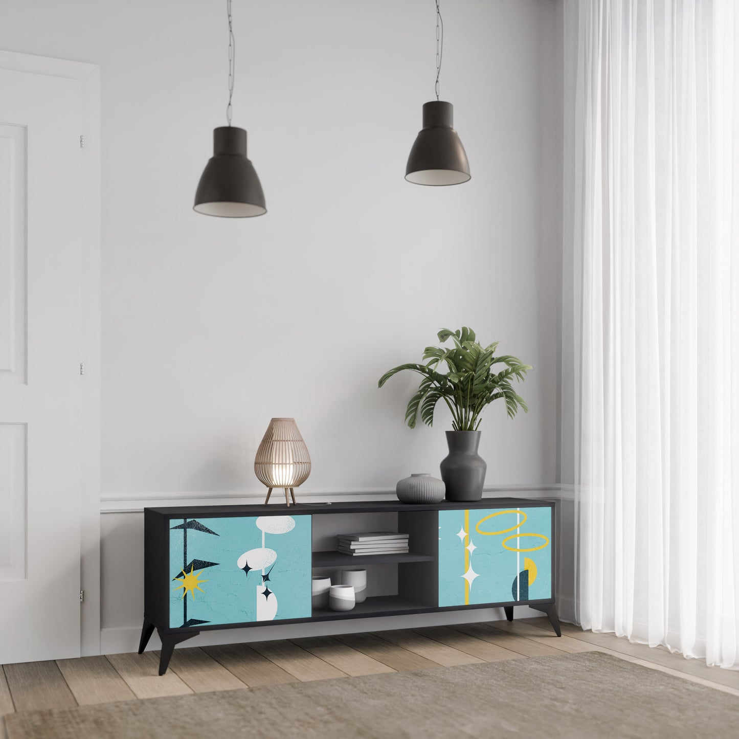 VÄGAR TILL LYCKA 2-dörrars TV-bänk i svart finish