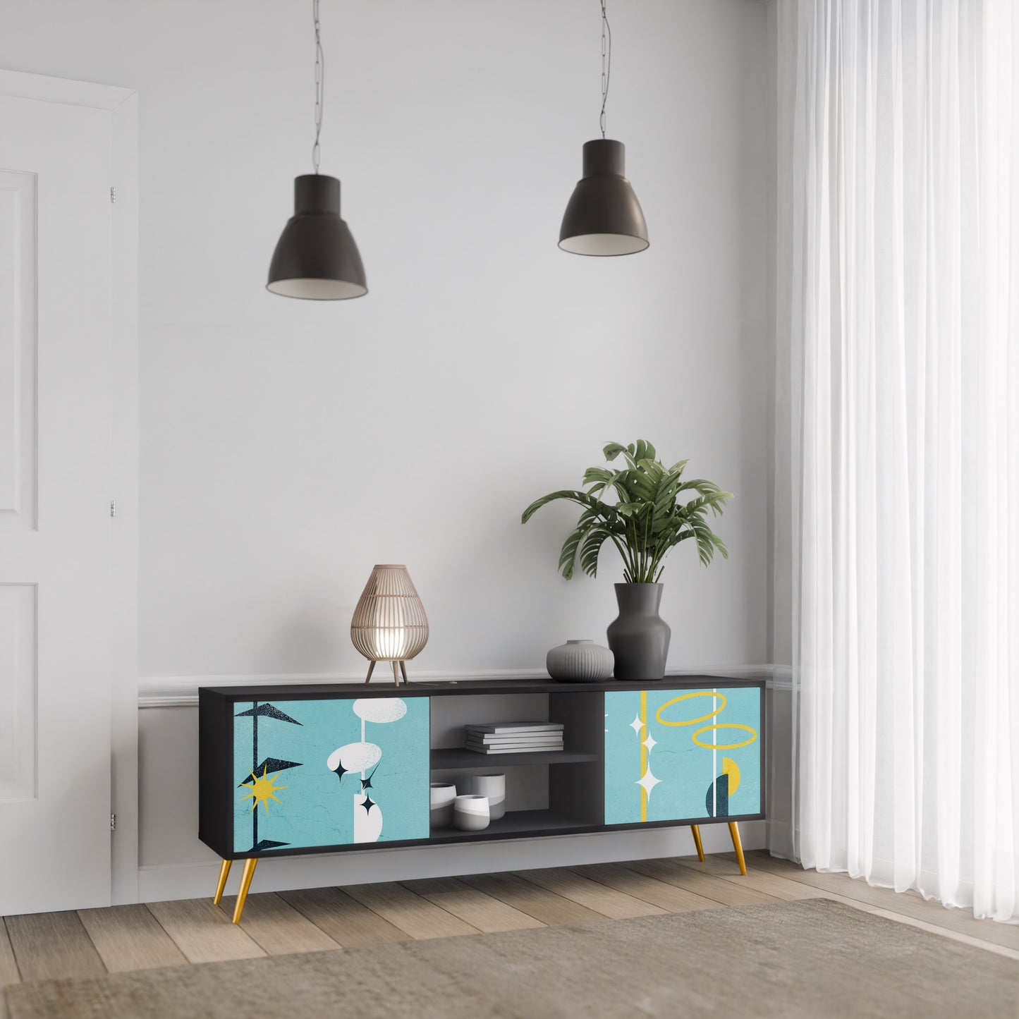 VÄGAR TILL LYCKA 2-dörrars TV-bänk i svart finish