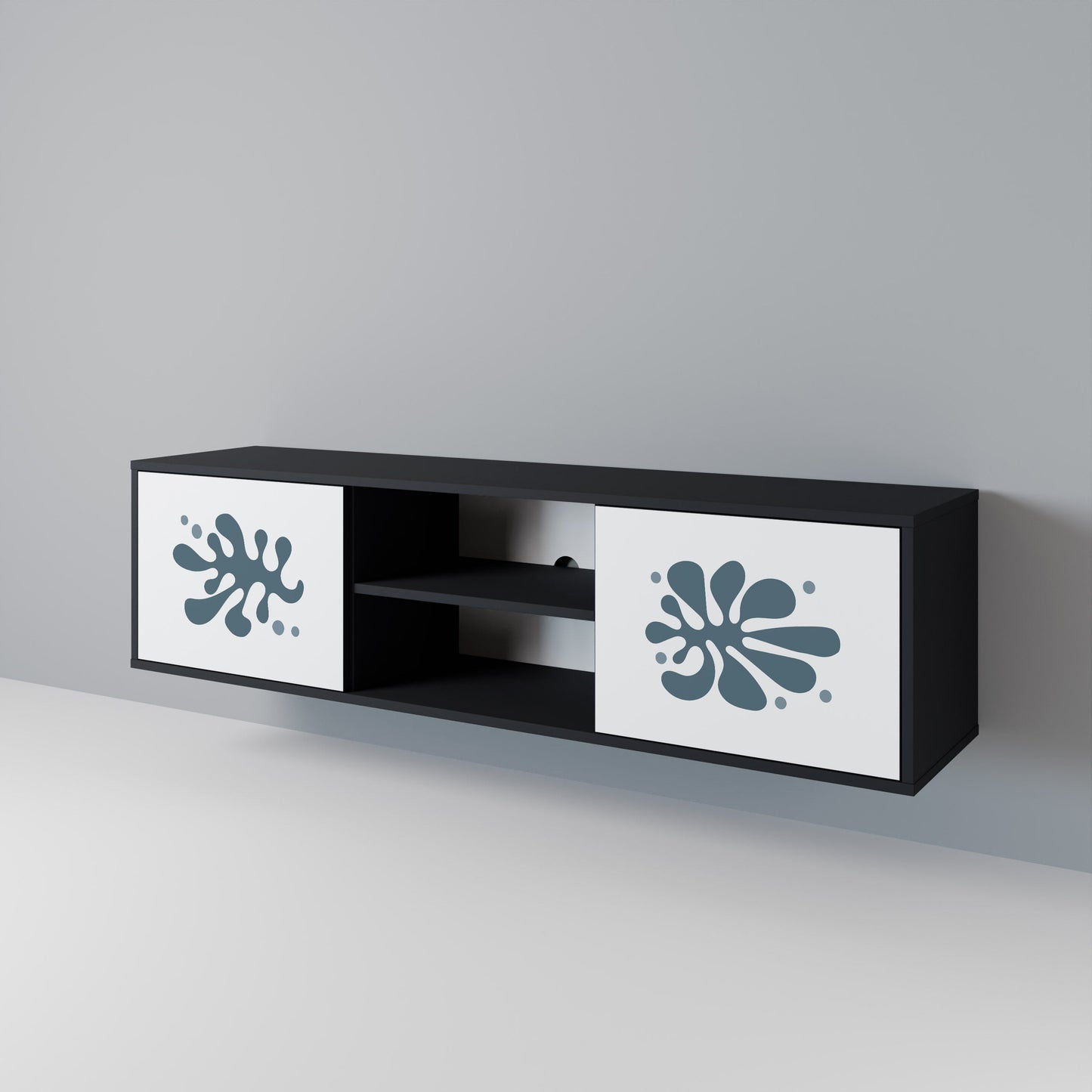 WONDERLAND VEGETATION 2-dörrars TV-bänk i svart finish
