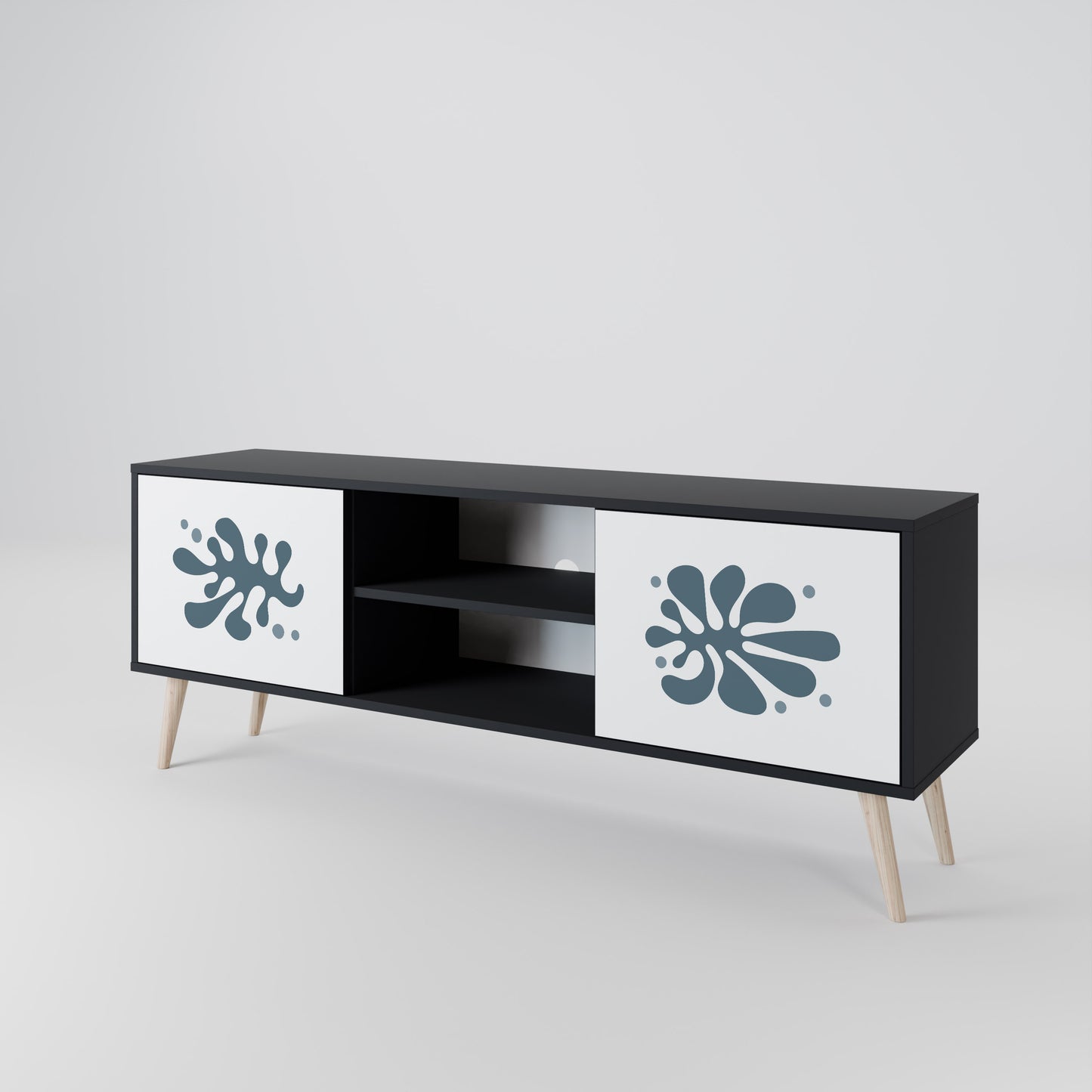 WONDERLAND VEGETATION 2-dörrars TV-bänk i svart finish