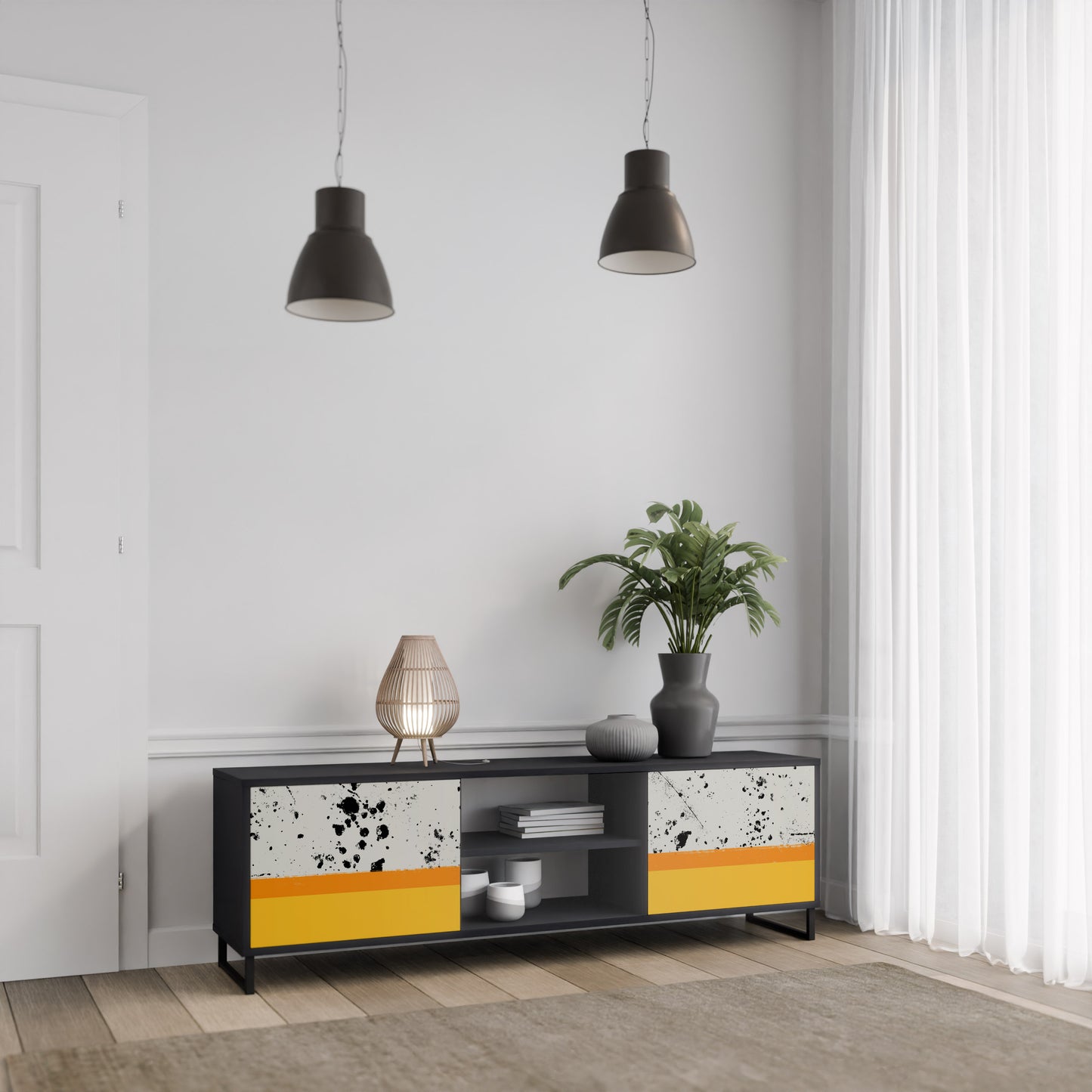 DYED BY ORANGE 2-dörrars TV-bänk i svart finish