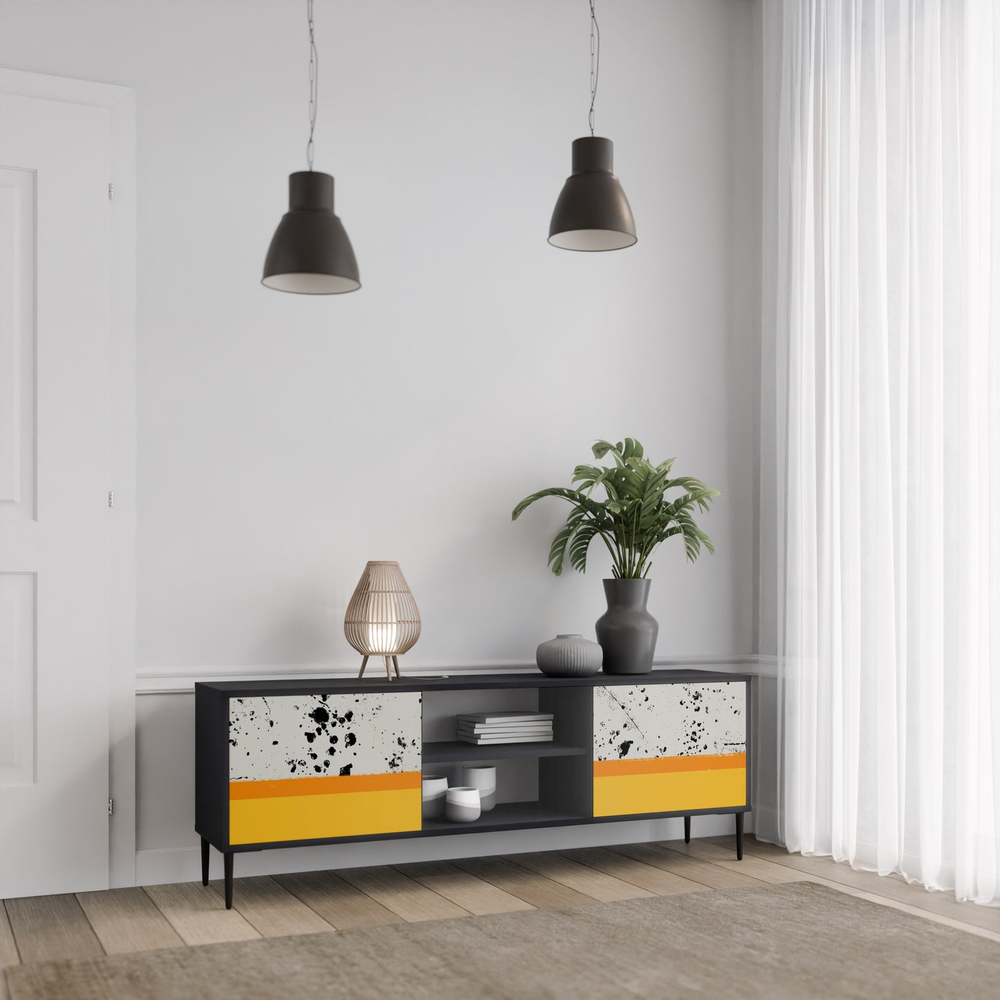 DYED BY ORANGE 2-dörrars TV-bänk i svart finish
