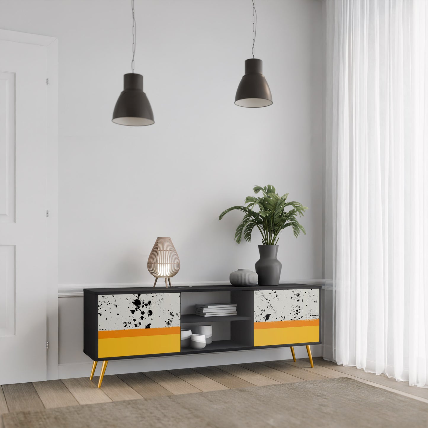 DYED BY ORANGE 2-dörrars TV-bänk i svart finish