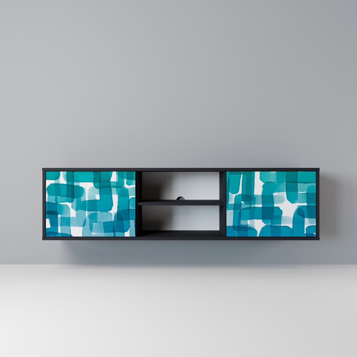 TURKOS RECTANGLES 2-dörrars TV-bänk i svart finish