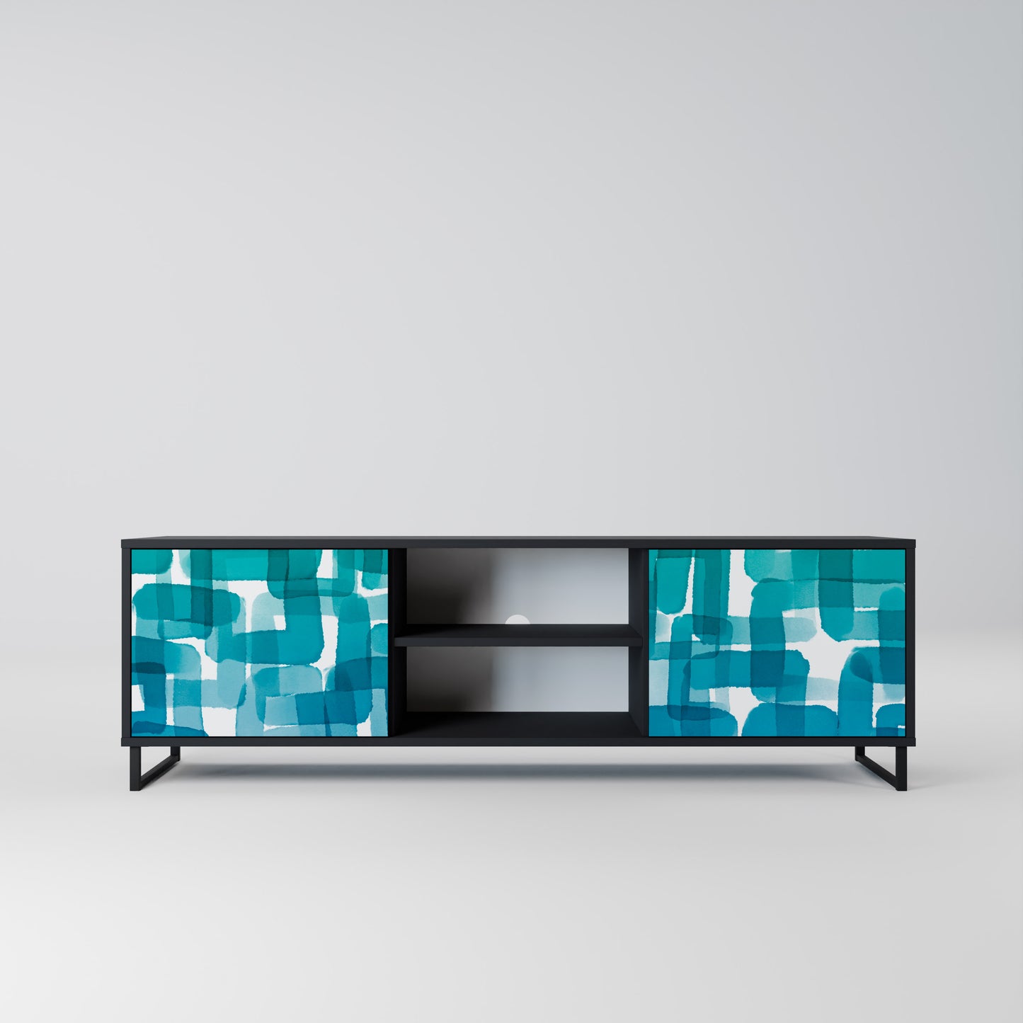 TURKOS RECTANGLES 2-dörrars TV-bänk i svart finish
