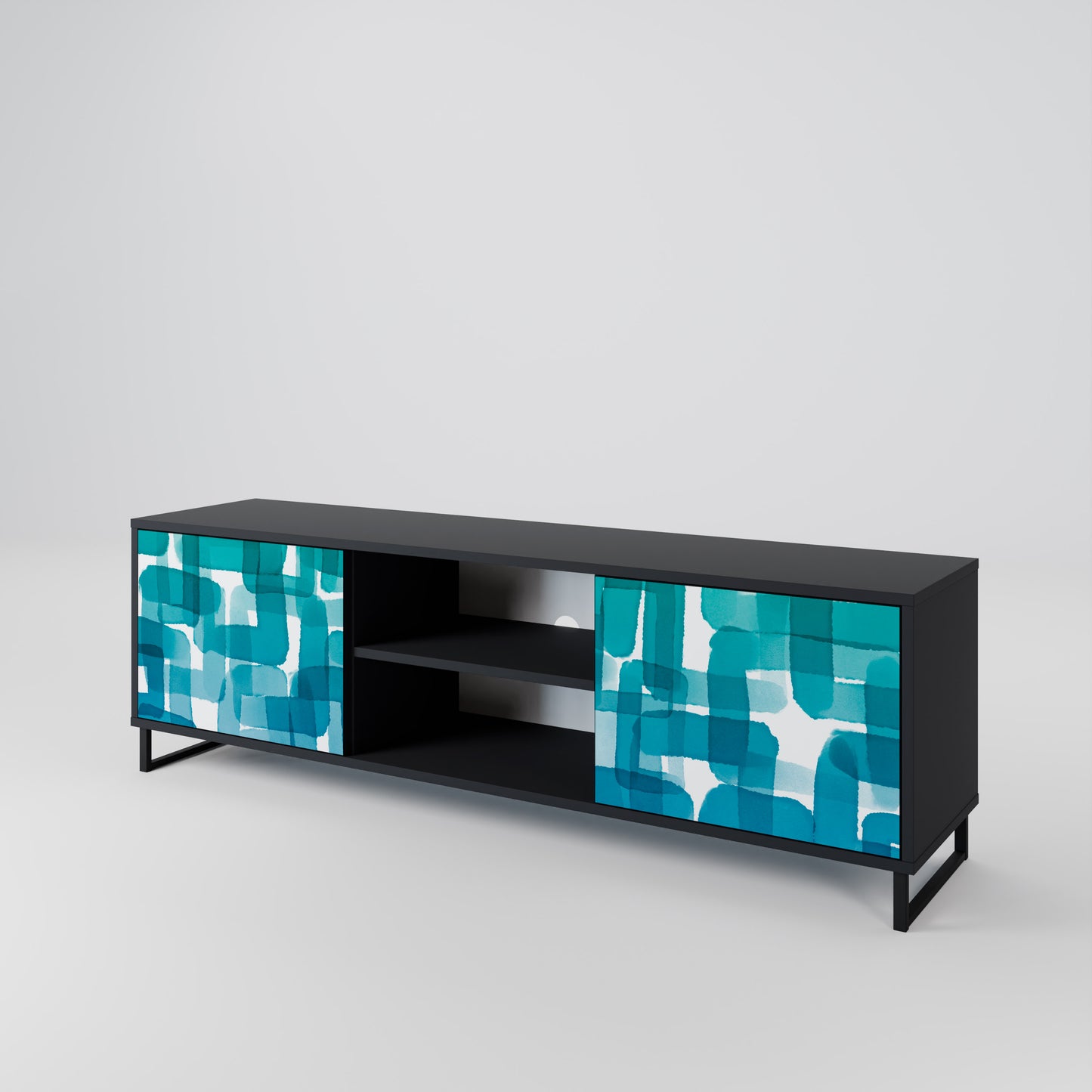 TURKOS RECTANGLES 2-dörrars TV-bänk i svart finish