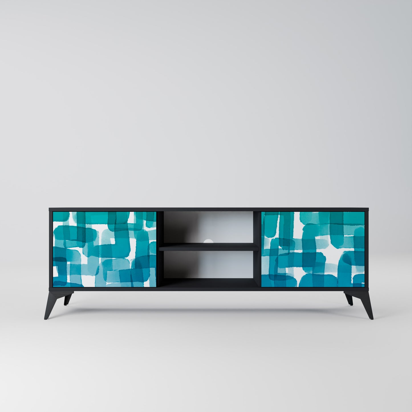 TURKOS RECTANGLES 2-dörrars TV-bänk i svart finish