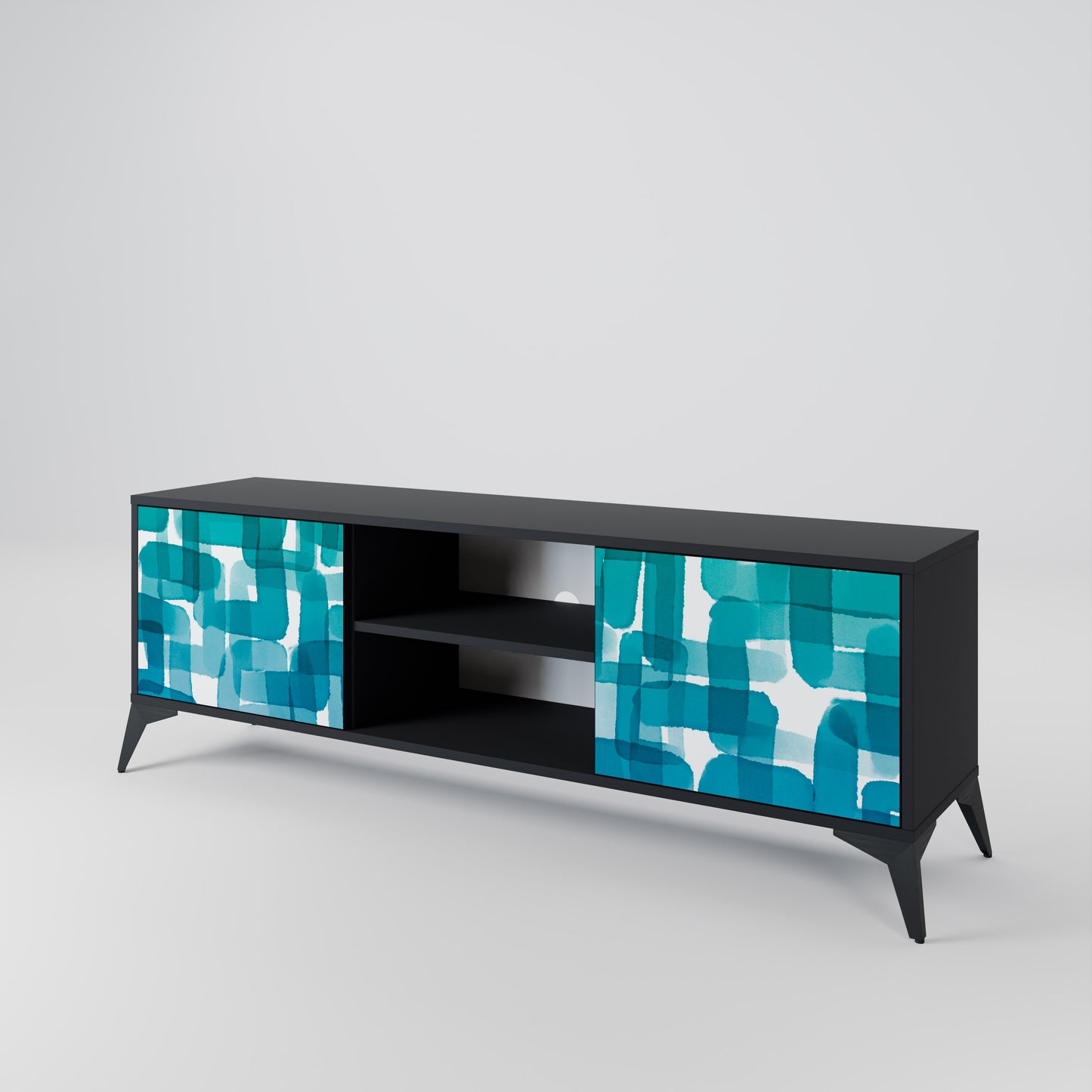 TURKOS RECTANGLES 2-dörrars TV-bänk i svart finish