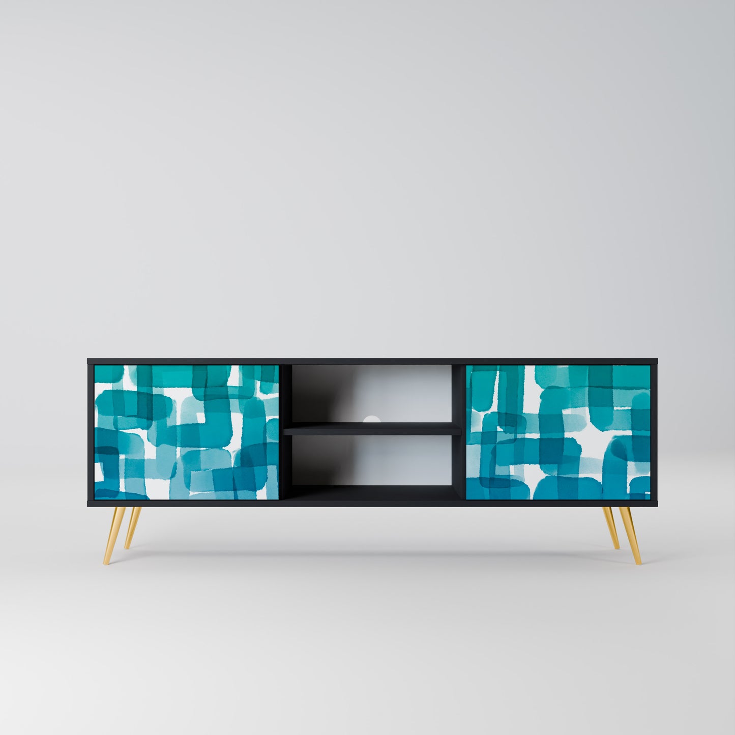 TURKOS RECTANGLES 2-dörrars TV-bänk i svart finish