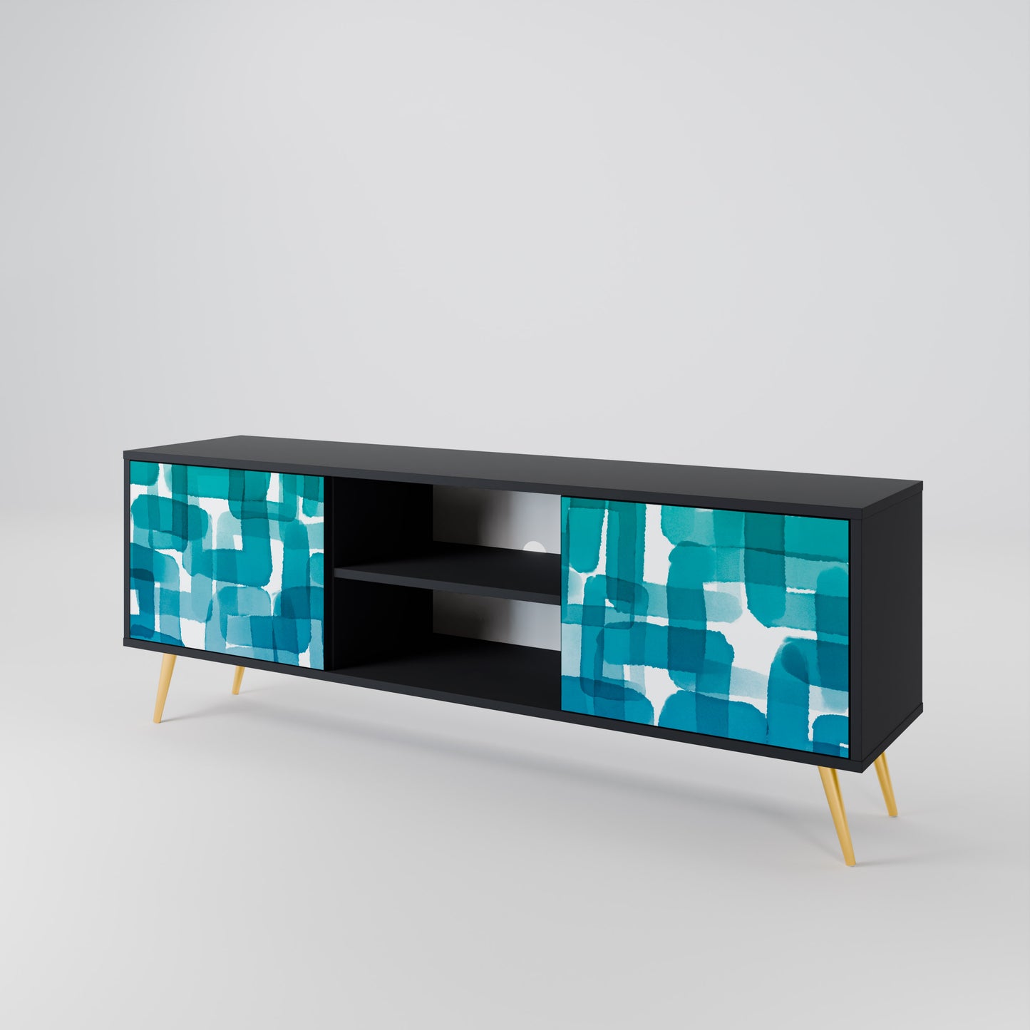 TURKOS RECTANGLES 2-dörrars TV-bänk i svart finish