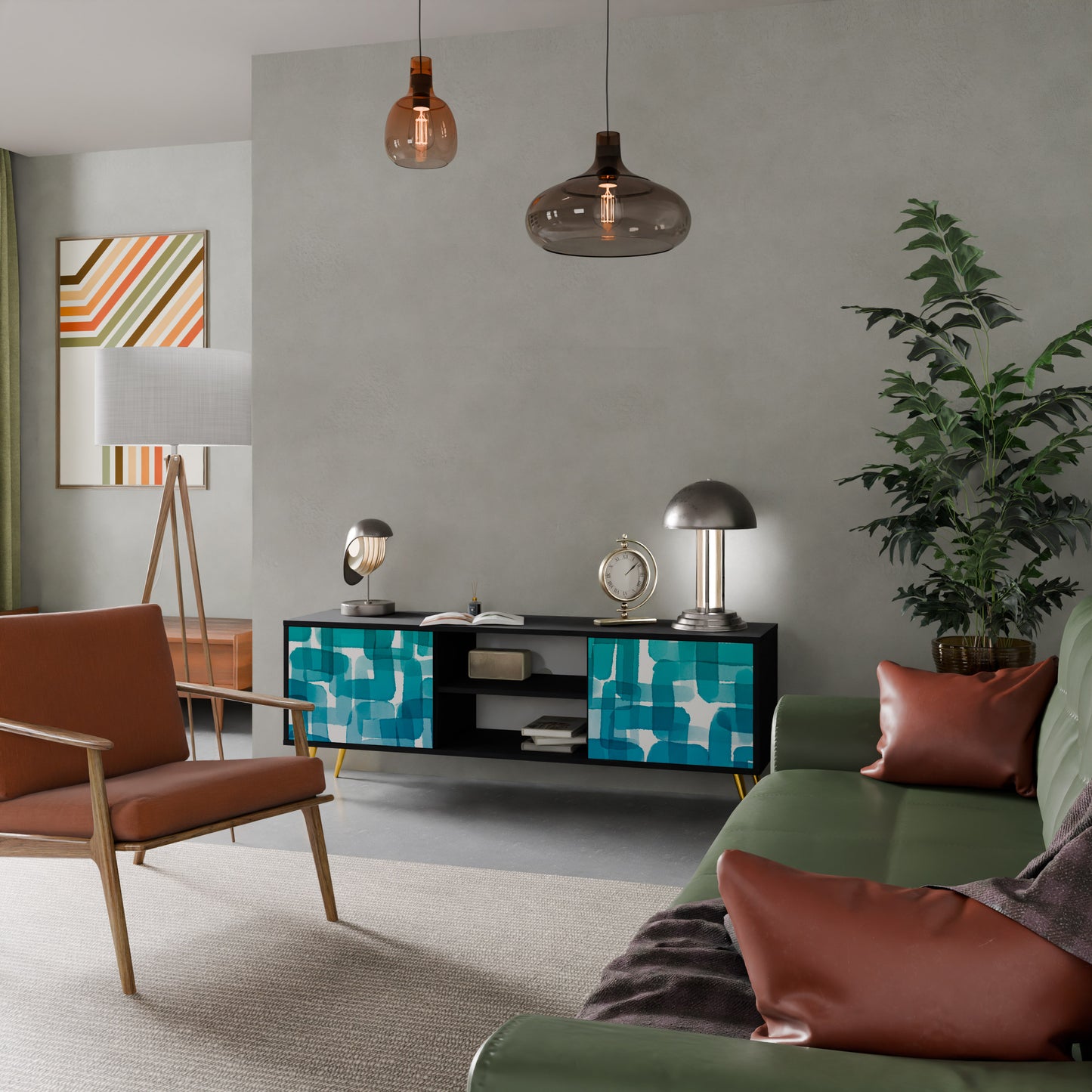 TURKOS RECTANGLES 2-dörrars TV-bänk i svart finish