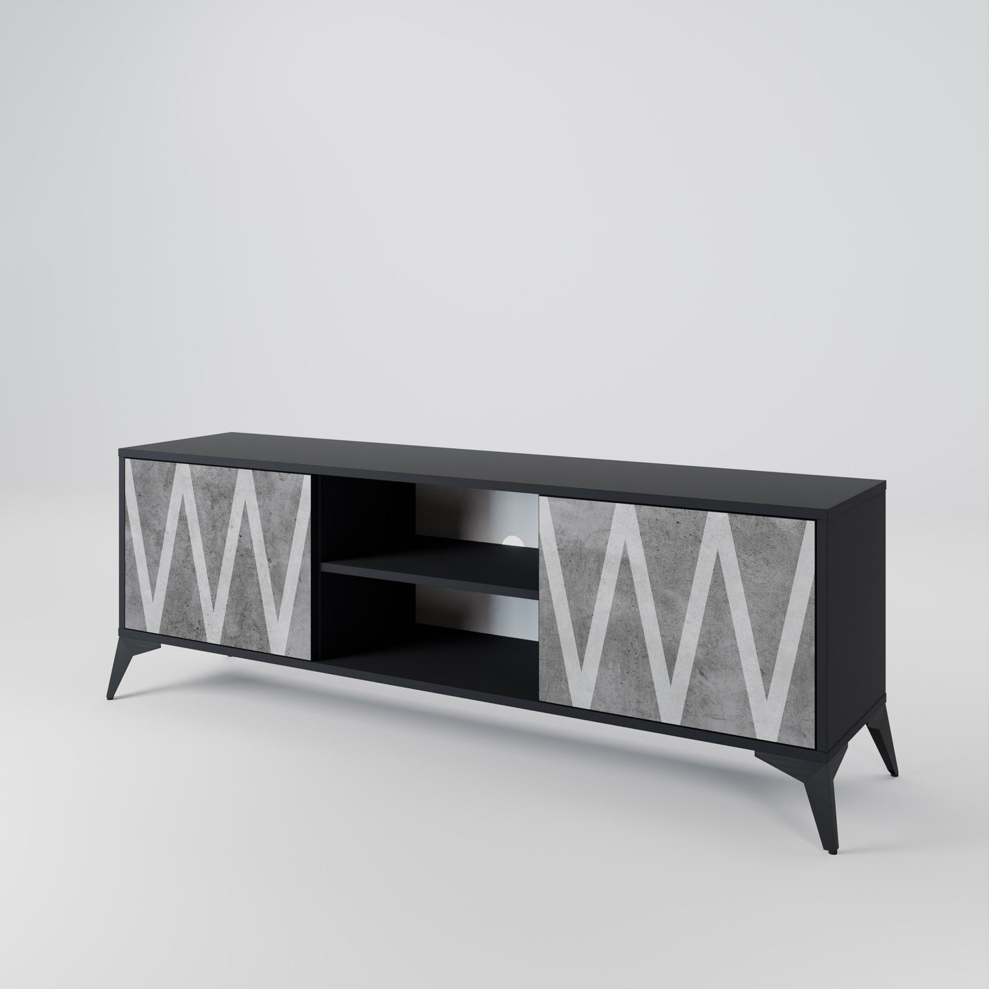 SOLID ZIG ZAG 2-dörrars TV-bänk i svart finish
