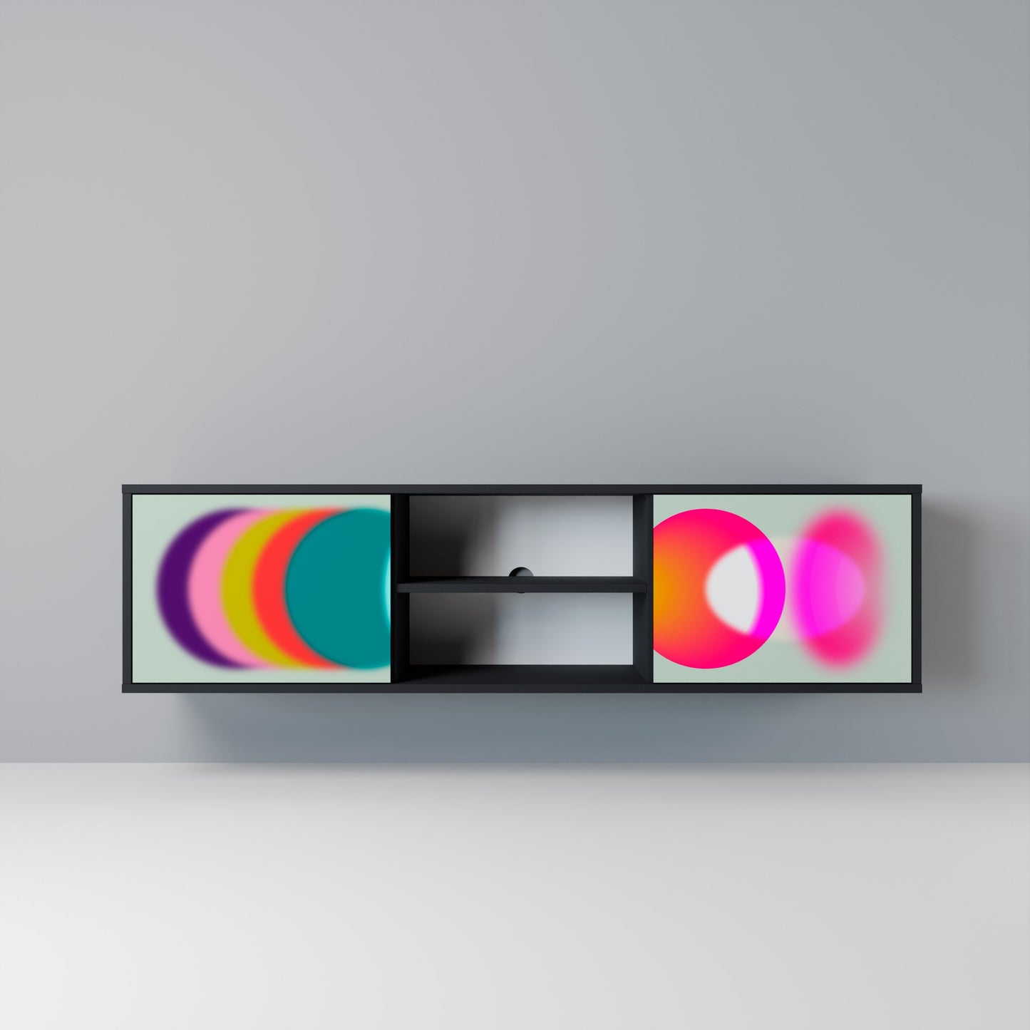 SYMPHONY OF COLOURS 2-dörrars TV-bänk i svart finish