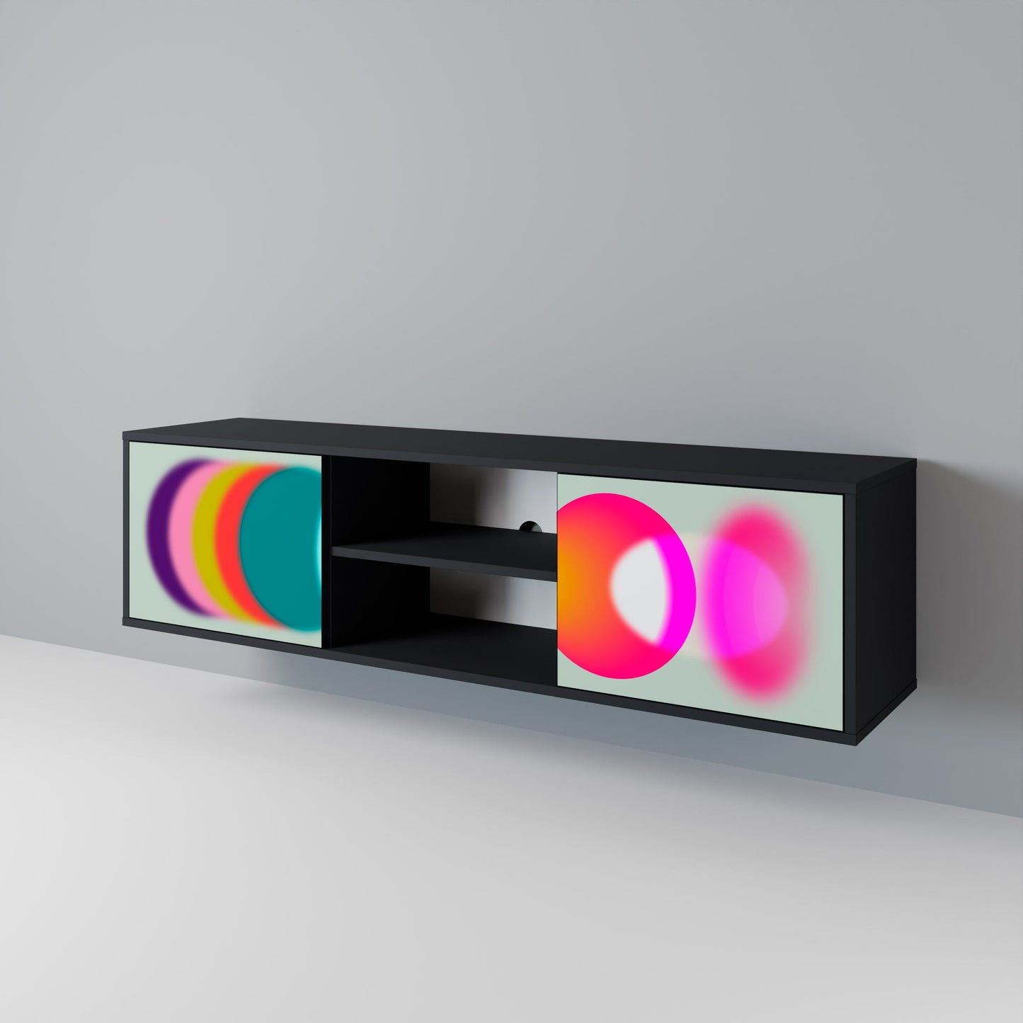 SYMPHONY OF COLOURS 2-dörrars TV-bänk i svart finish