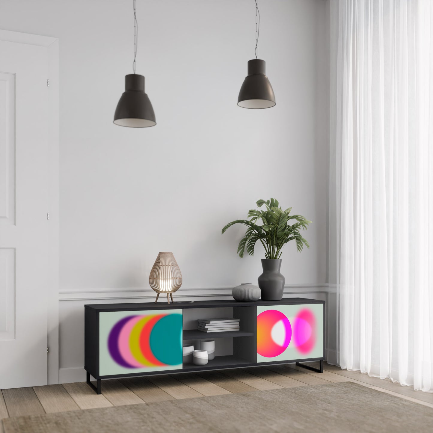 SYMPHONY OF COLOURS 2-dörrars TV-bänk i svart finish