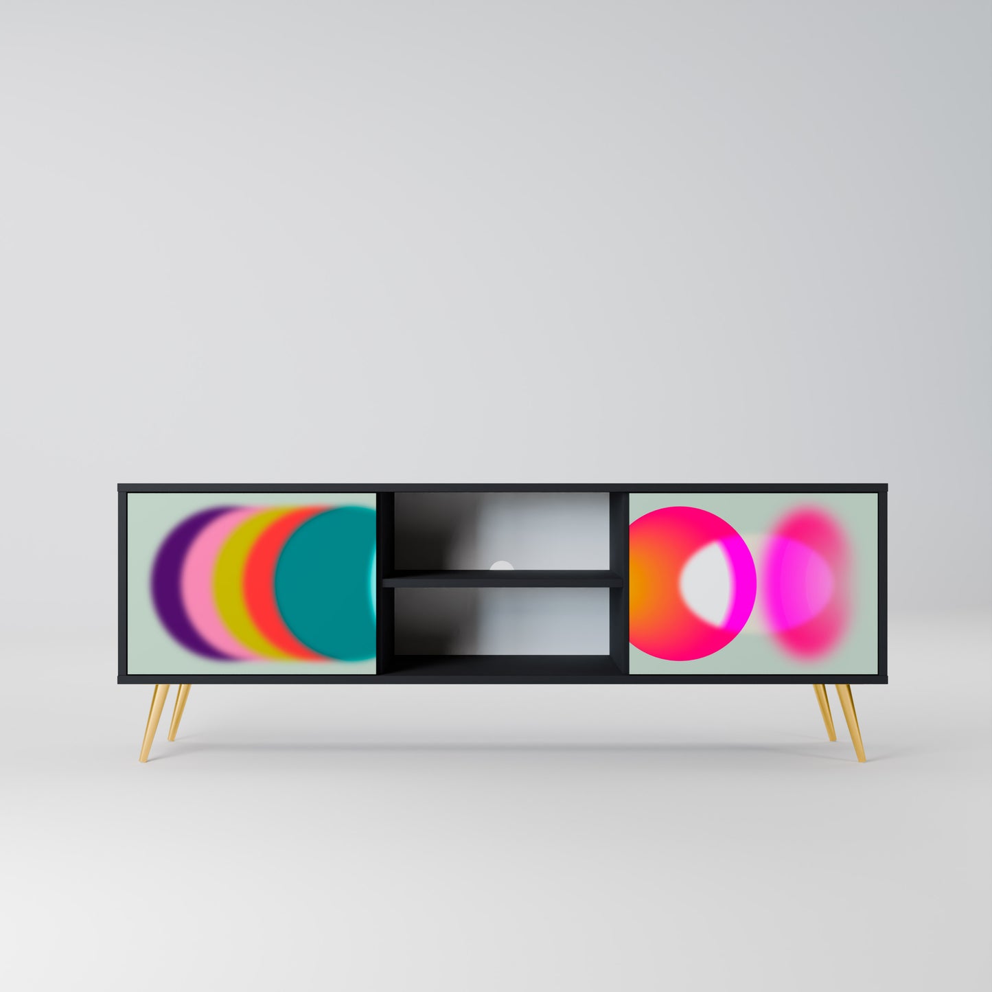 SYMPHONY OF COLOURS 2-dörrars TV-bänk i svart finish