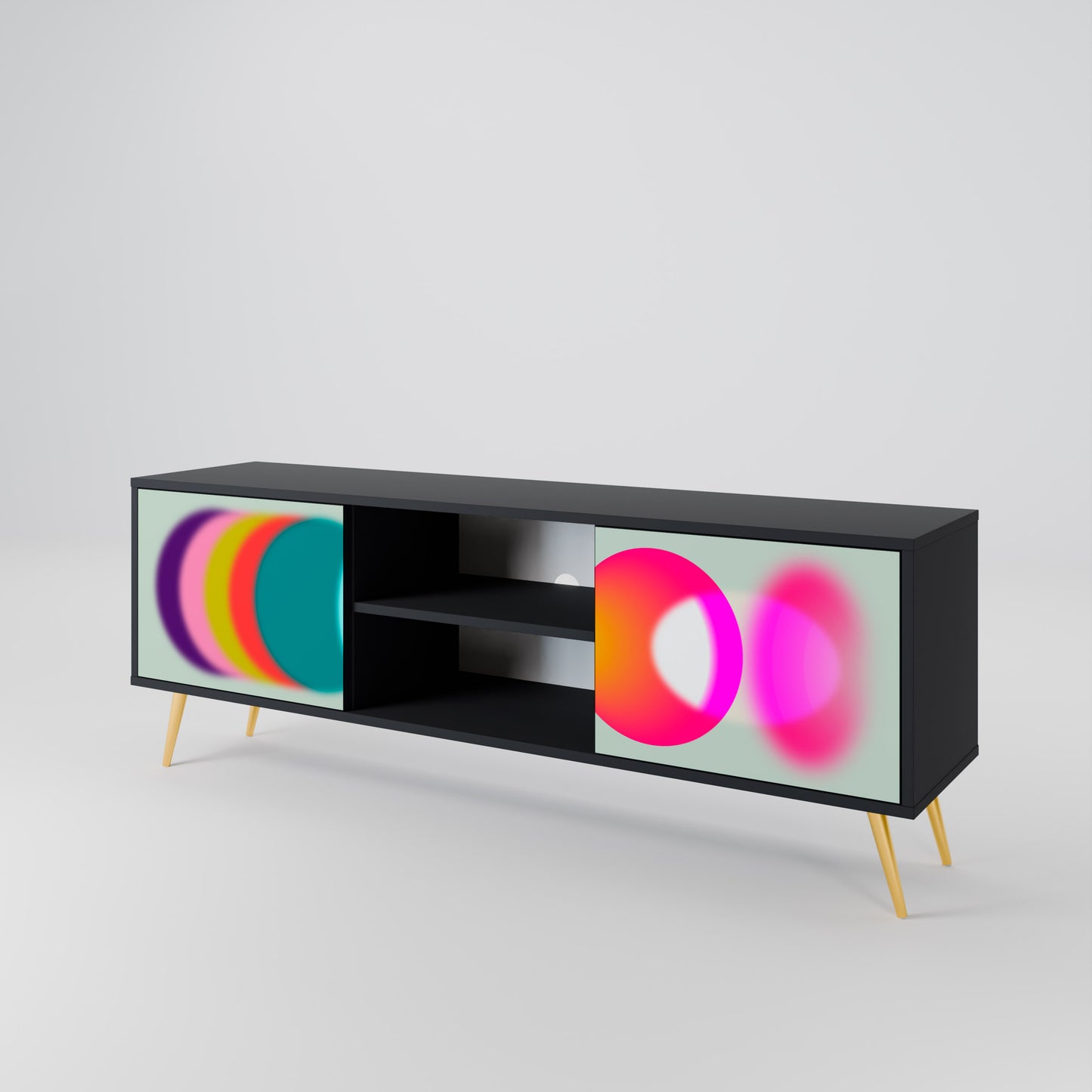 SYMPHONY OF COLOURS 2-dörrars TV-bänk i svart finish