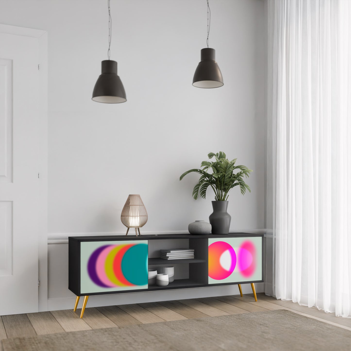 SYMPHONY OF COLOURS 2-dörrars TV-bänk i svart finish