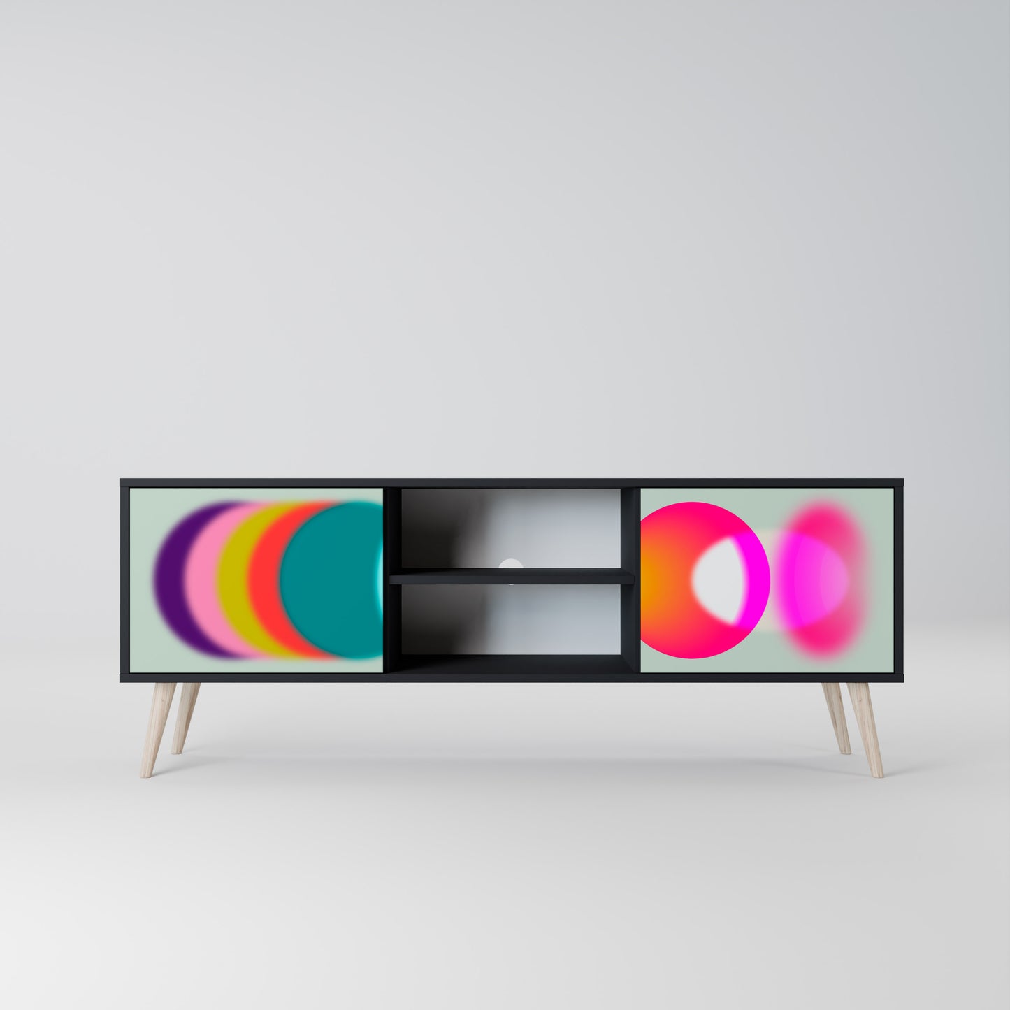 SYMPHONY OF COLOURS 2-dörrars TV-bänk i svart finish