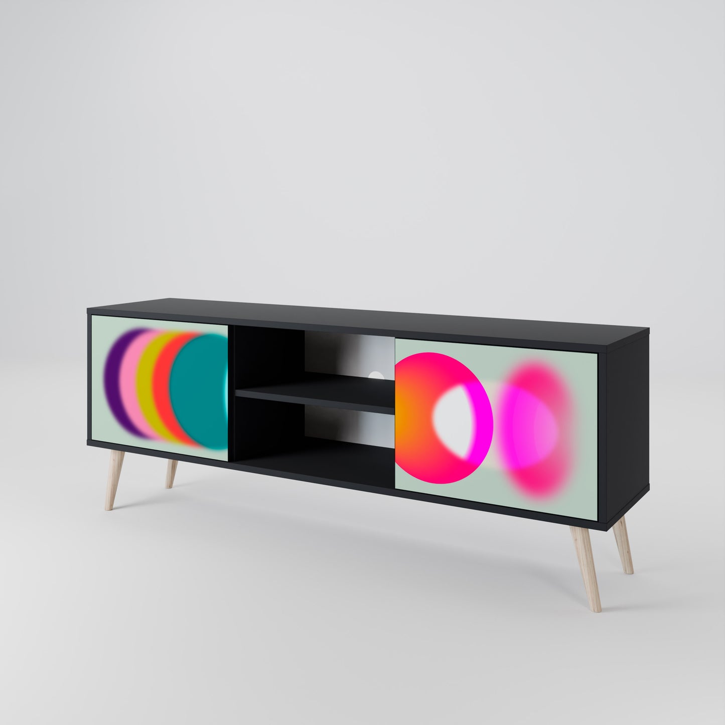 SYMPHONY OF COLOURS 2-dörrars TV-bänk i svart finish