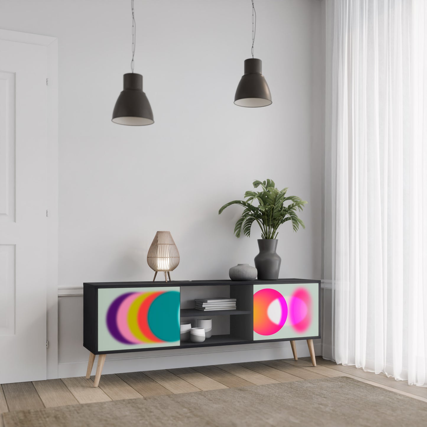SYMPHONY OF COLOURS 2-dörrars TV-bänk i svart finish