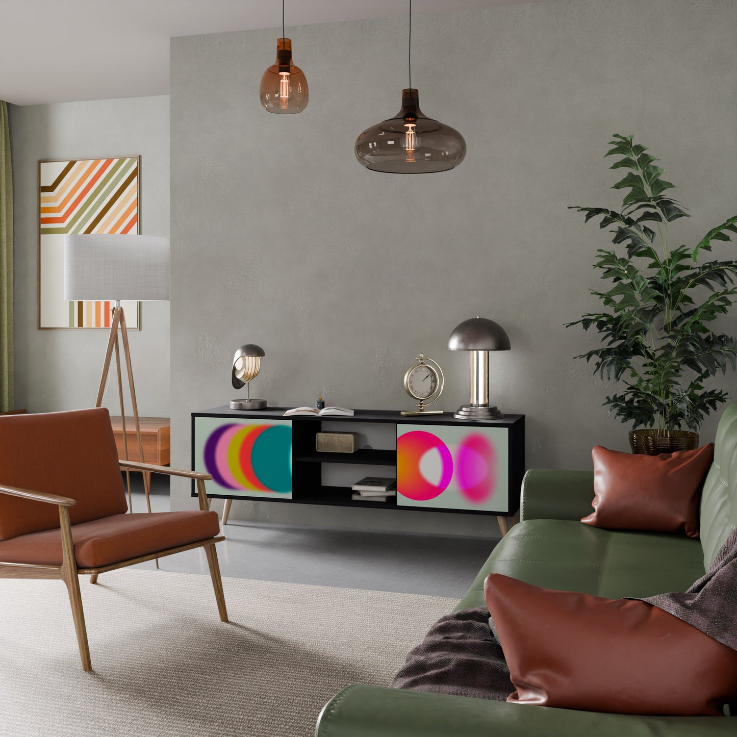 SYMPHONY OF COLOURS 2-dörrars TV-bänk i svart finish