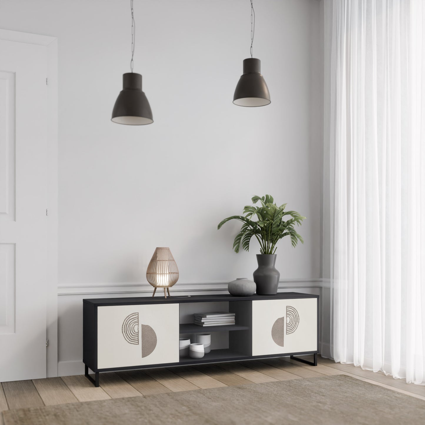 HARMONY ESSENCE 2-dörrars TV-bänk i svart finish