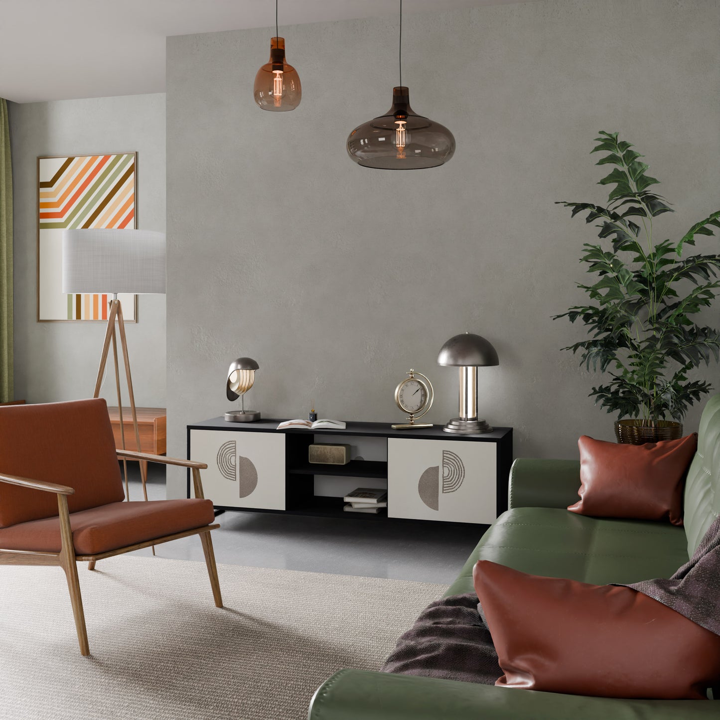 HARMONY ESSENCE 2-dörrars TV-bänk i svart finish