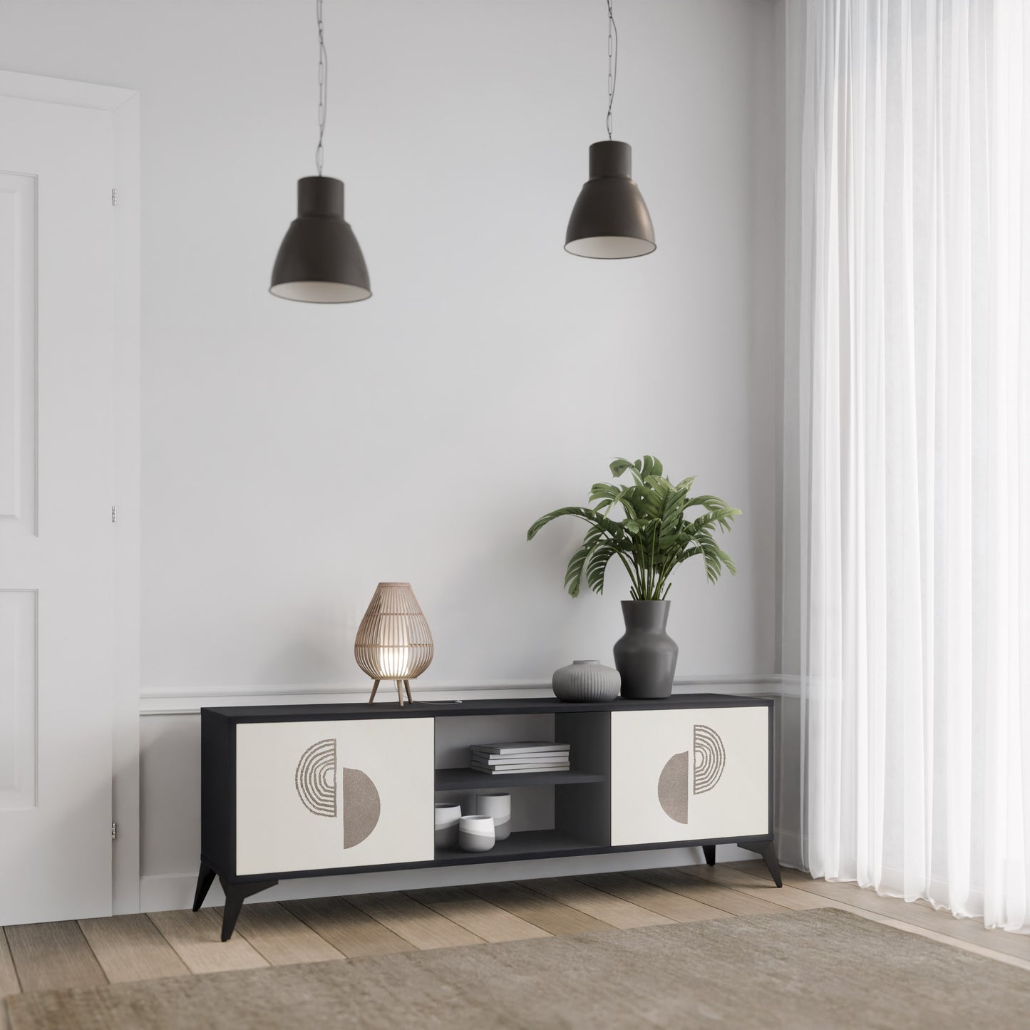HARMONY ESSENCE 2-dörrars TV-bänk i svart finish