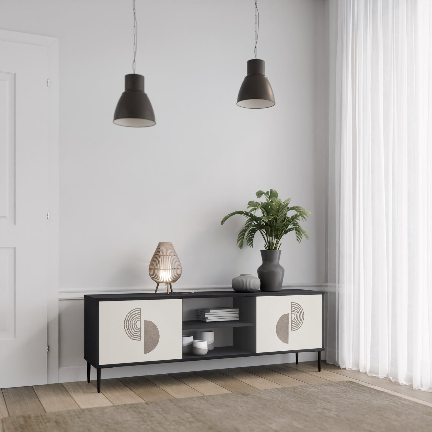 HARMONY ESSENCE 2-dörrars TV-bänk i svart finish