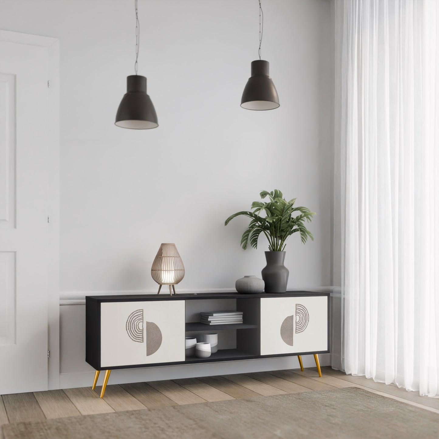 HARMONY ESSENCE 2-dörrars TV-bänk i svart finish