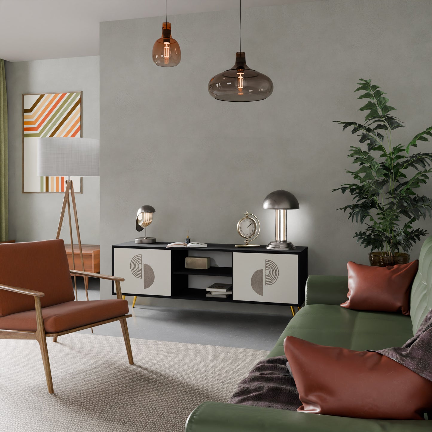 HARMONY ESSENCE 2-dörrars TV-bänk i svart finish