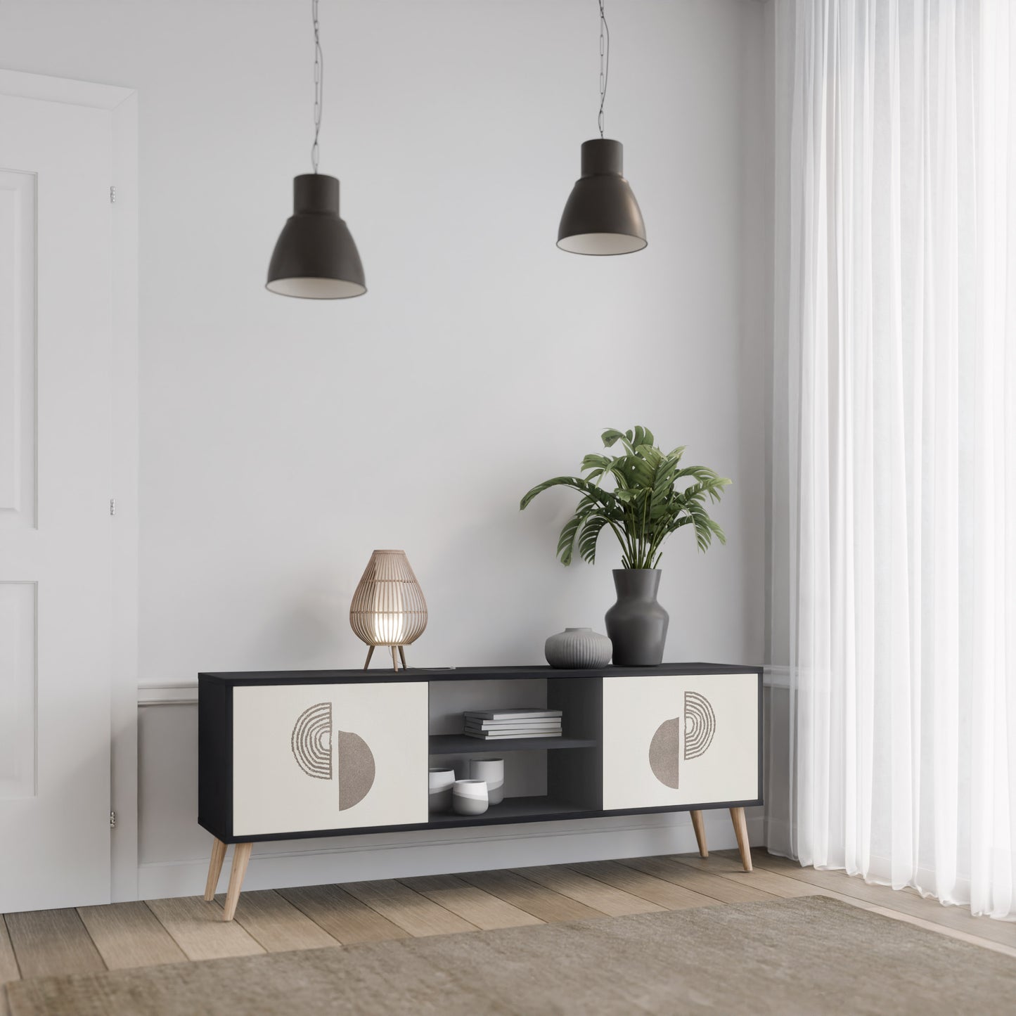 HARMONY ESSENCE 2-dörrars TV-bänk i svart finish