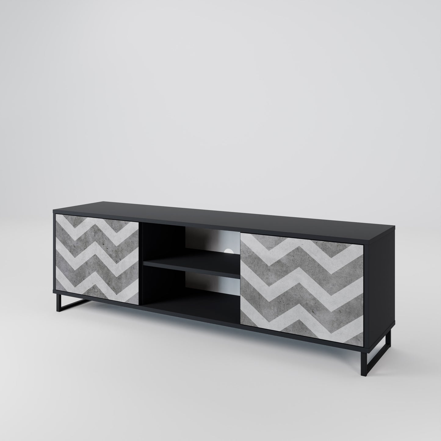 TOUGH ZIG ZAG 2-dörrars TV-bänk i svart finish