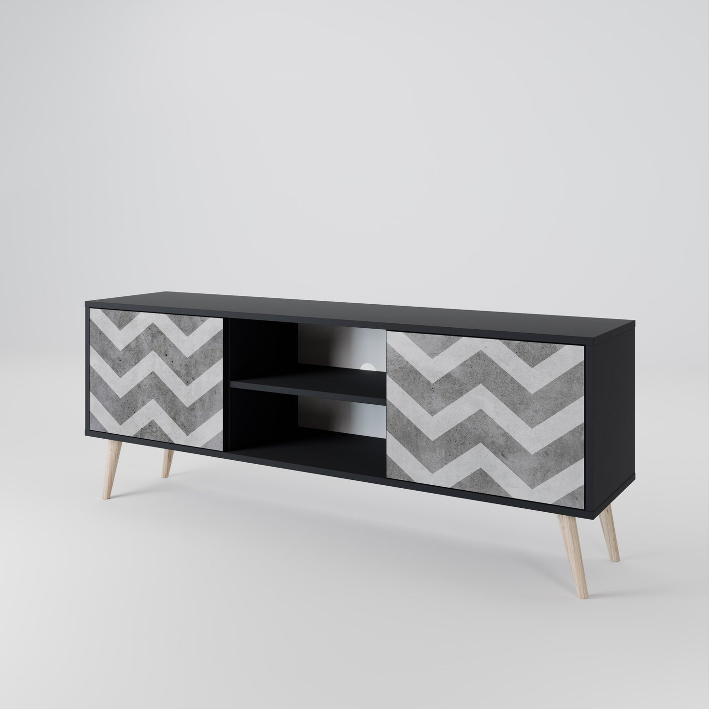 TOUGH ZIG ZAG 2-dörrars TV-bänk i svart finish