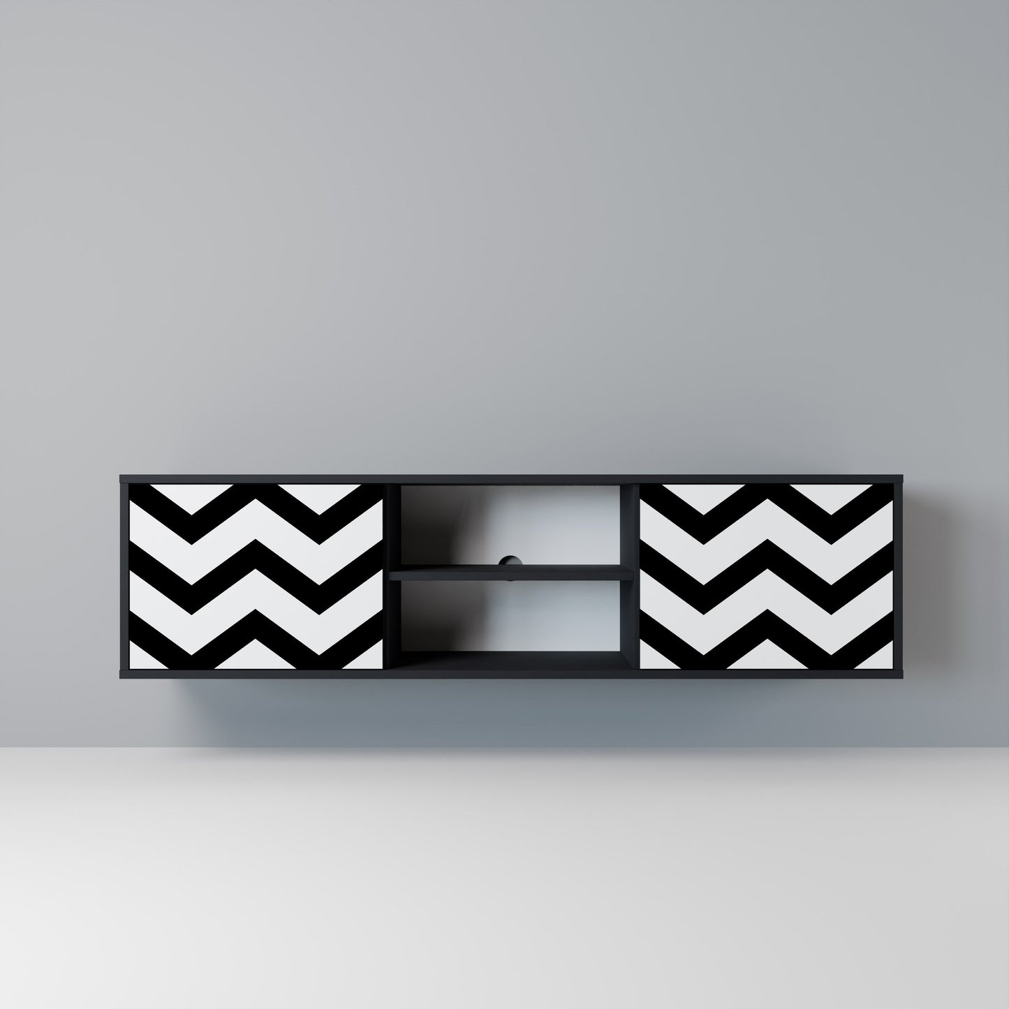 CLASSIC ZIG ZAG 2-dörrars TV-bänk i svart finish