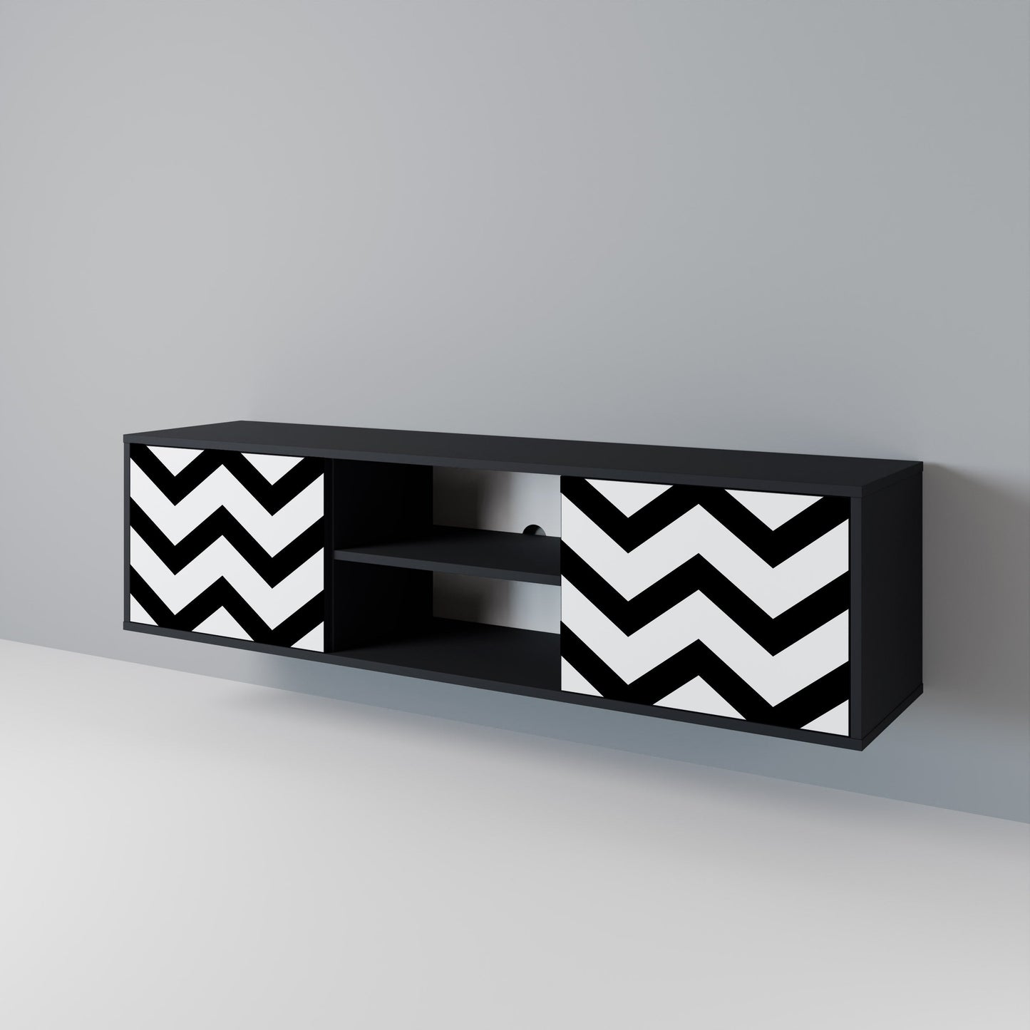 CLASSIC ZIG ZAG 2-dörrars TV-bänk i svart finish