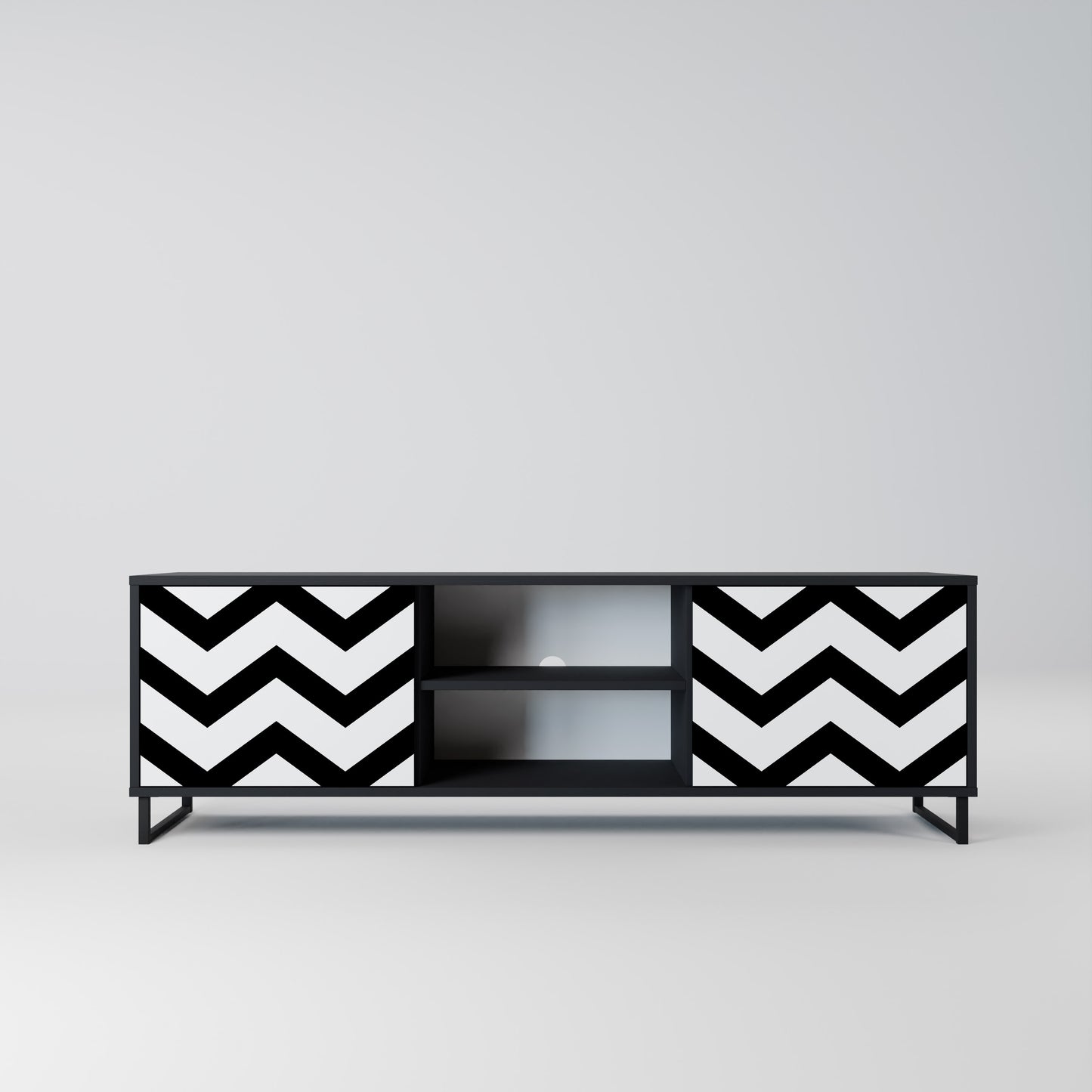 CLASSIC ZIG ZAG 2-dörrars TV-bänk i svart finish