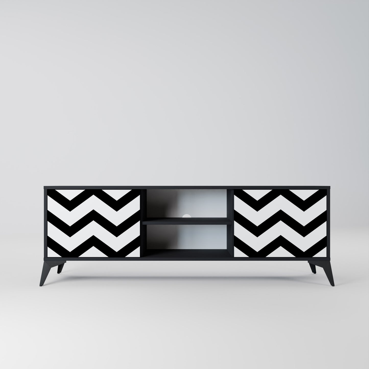 CLASSIC ZIG ZAG 2-dörrars TV-bänk i svart finish