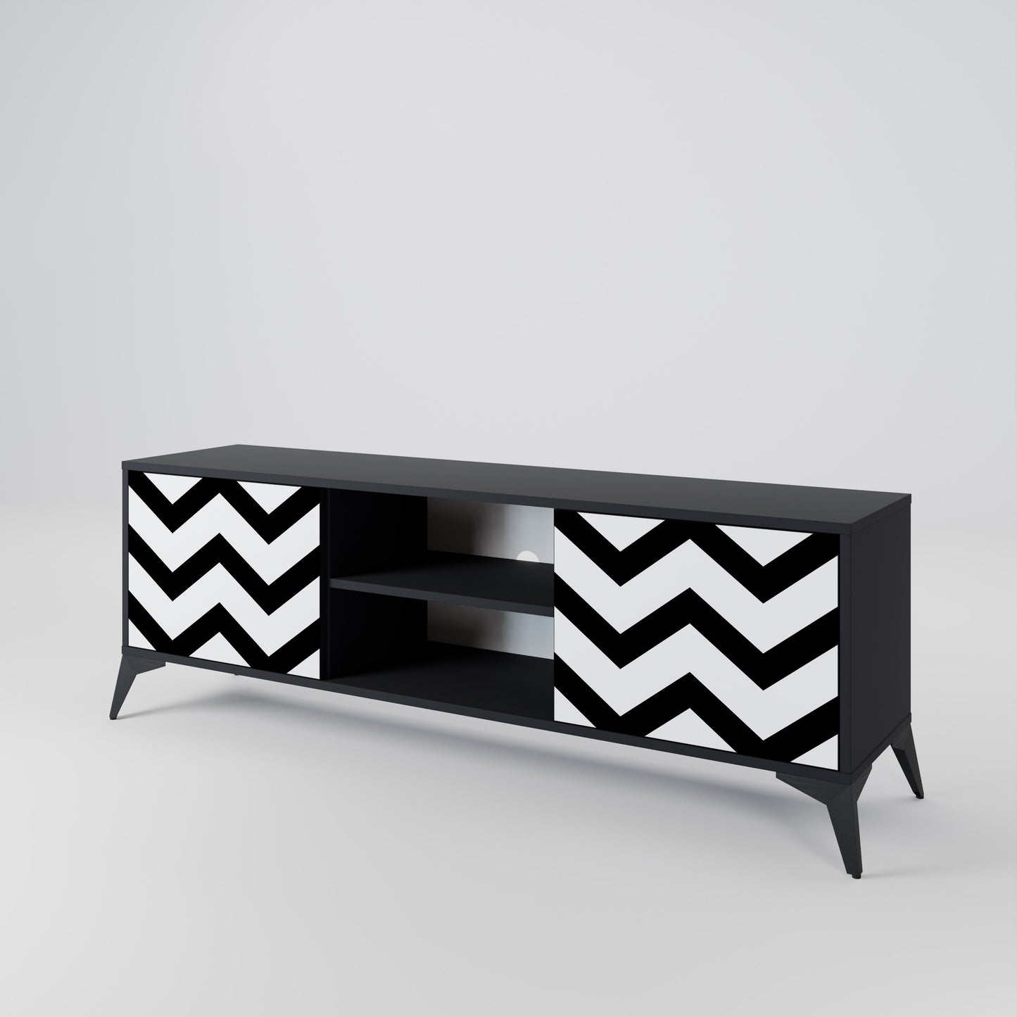 CLASSIC ZIG ZAG 2-dörrars TV-bänk i svart finish