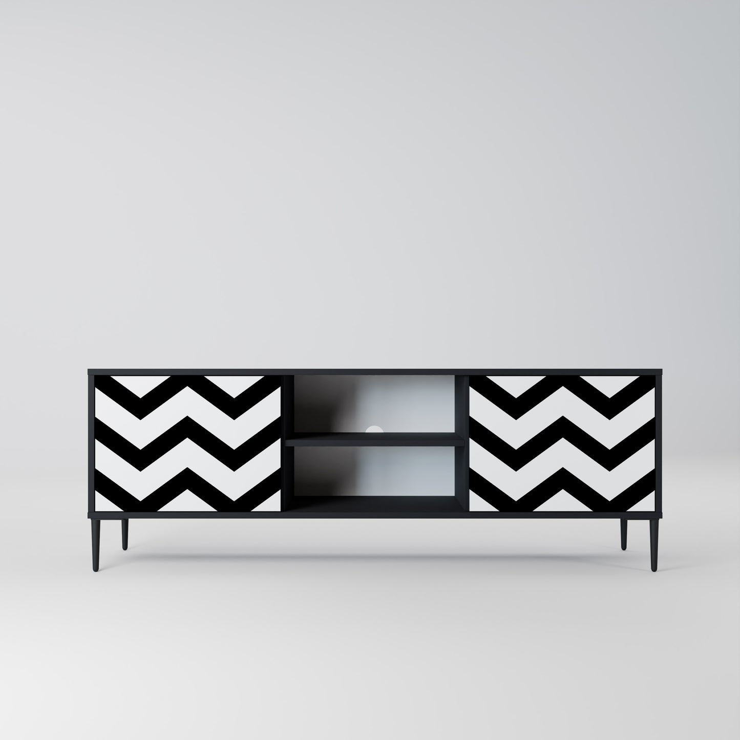 CLASSIC ZIG ZAG 2-dörrars TV-bänk i svart finish