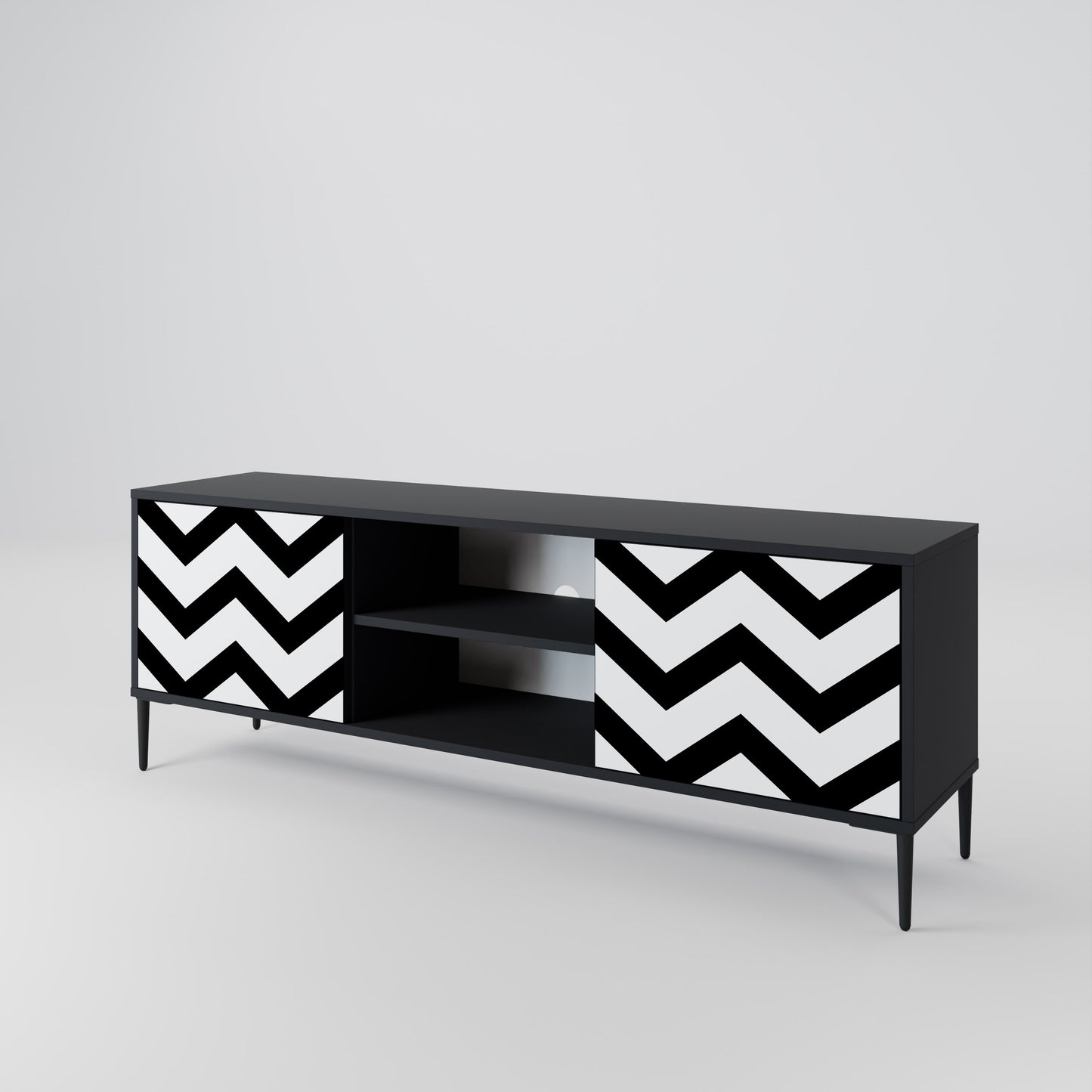 CLASSIC ZIG ZAG 2-dörrars TV-bänk i svart finish