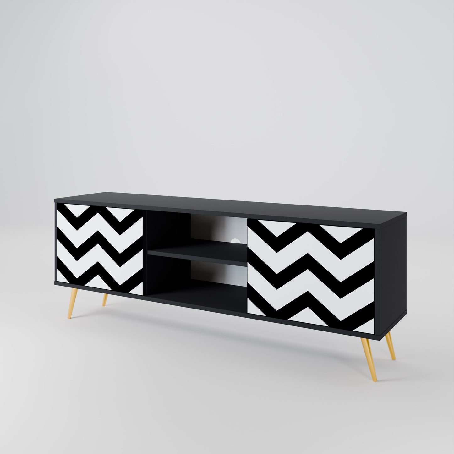 CLASSIC ZIG ZAG 2-dörrars TV-bänk i svart finish