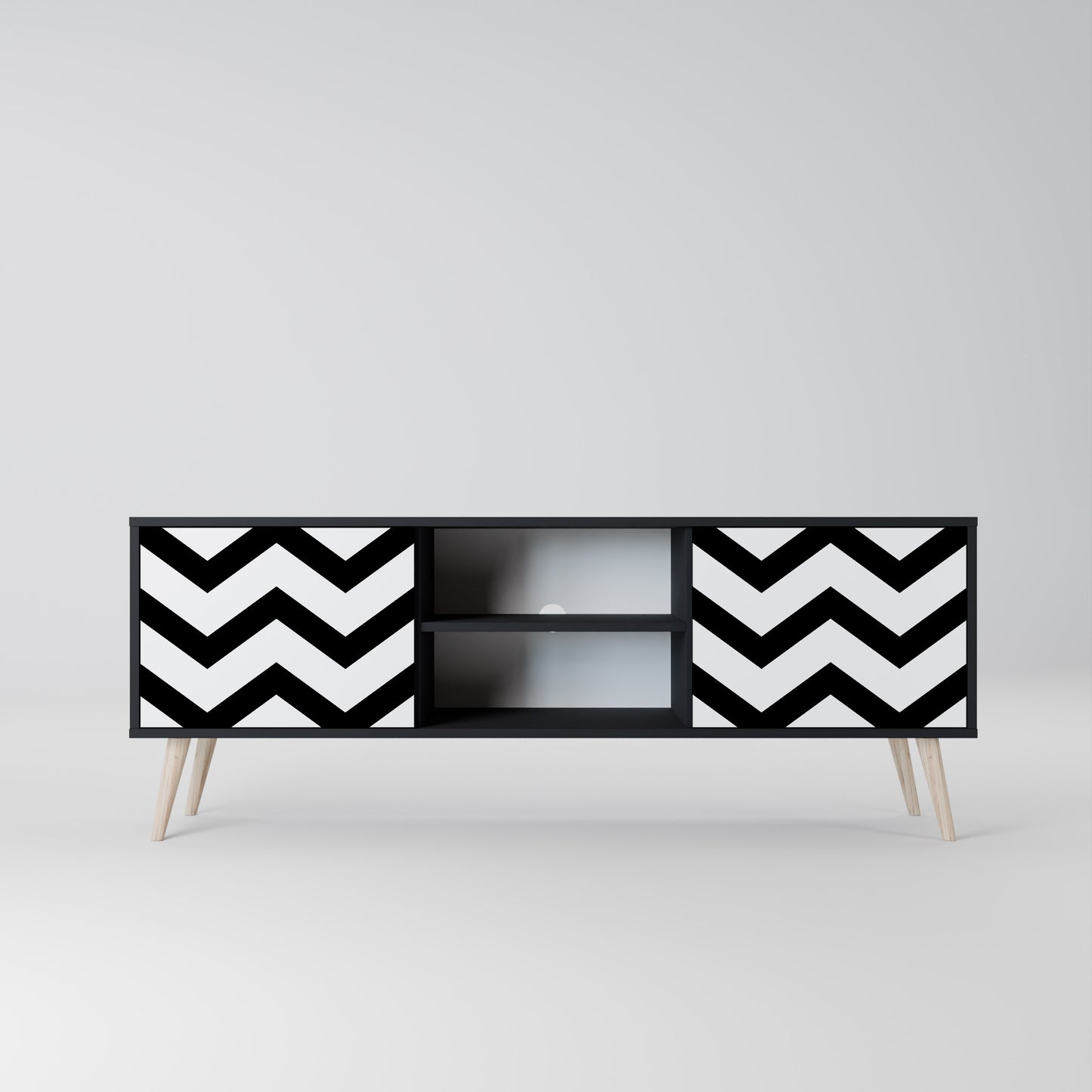 CLASSIC ZIG ZAG 2-dörrars TV-bänk i svart finish