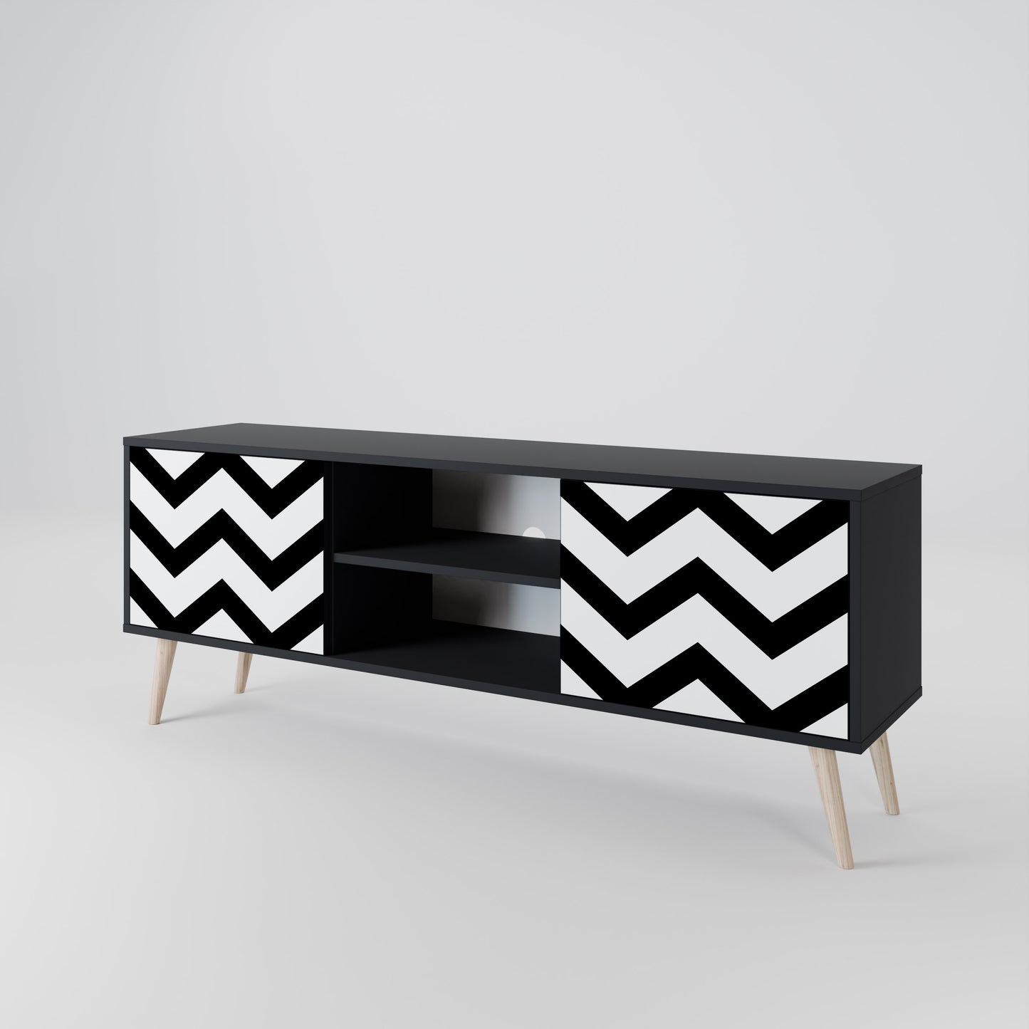 CLASSIC ZIG ZAG 2-dörrars TV-bänk i svart finish