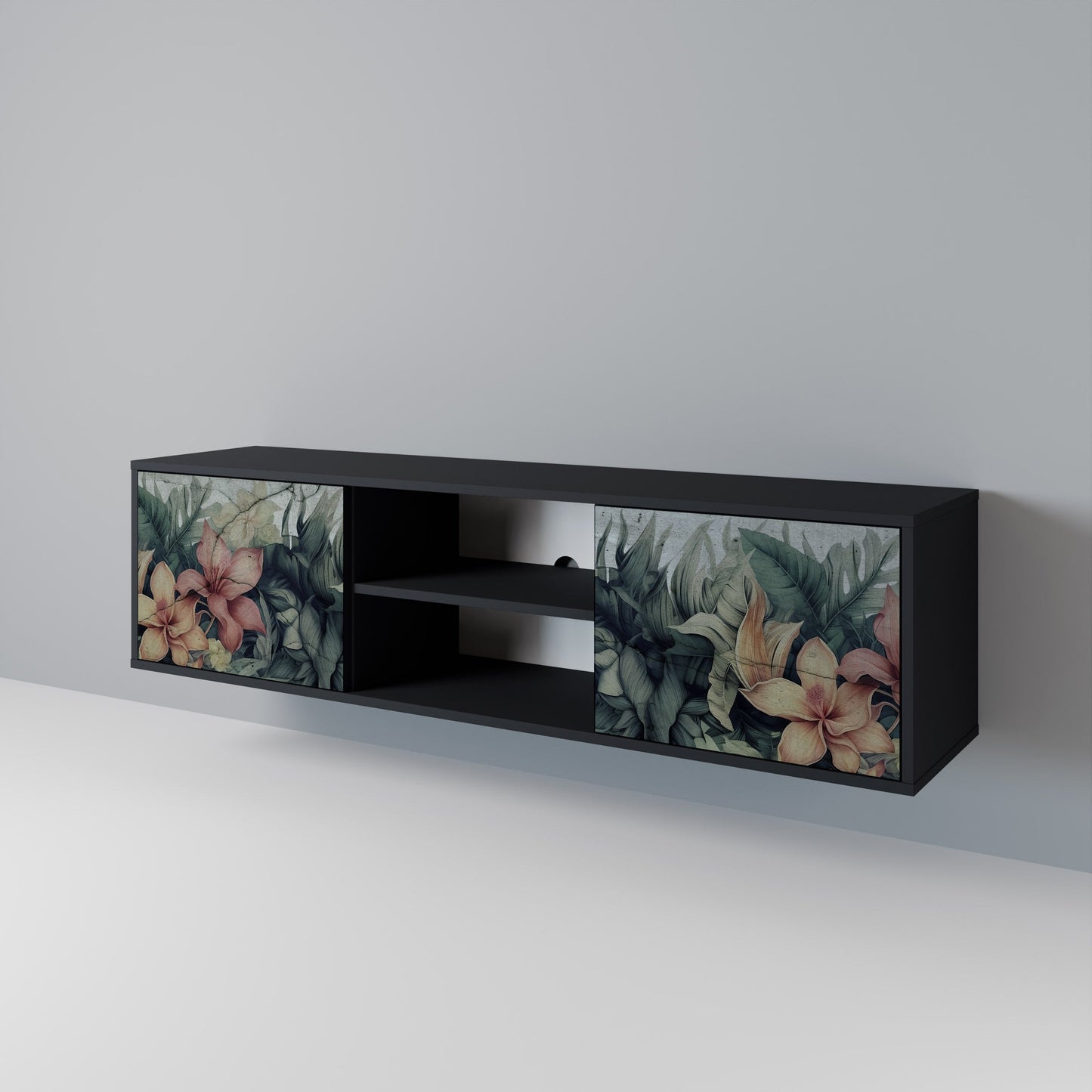 HEAVENLY BLOOM 2-dörrars TV-bänk i svart finish