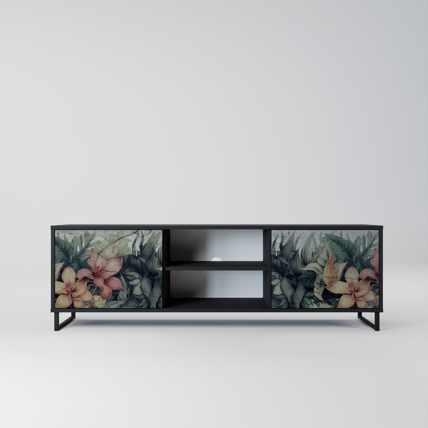 HEAVENLY BLOOM 2-dörrars TV-bänk i svart finish