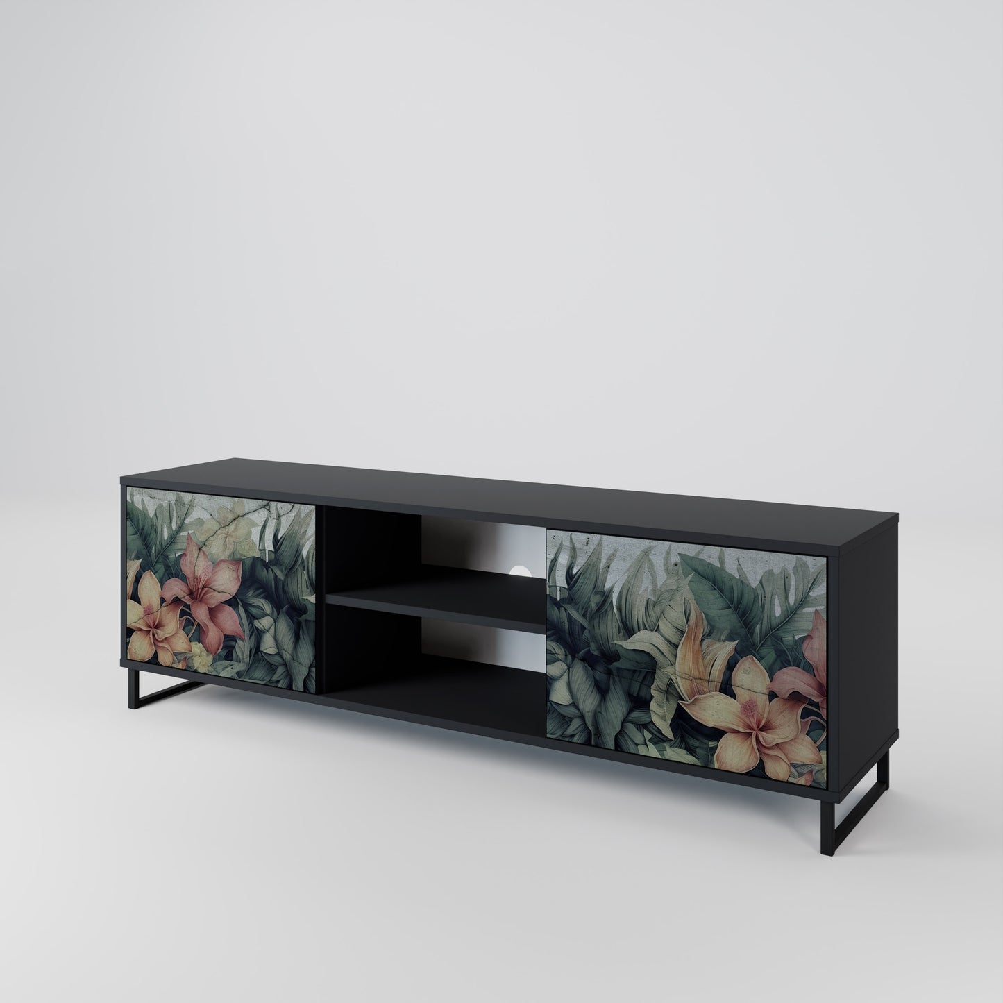 HEAVENLY BLOOM 2-dörrars TV-bänk i svart finish